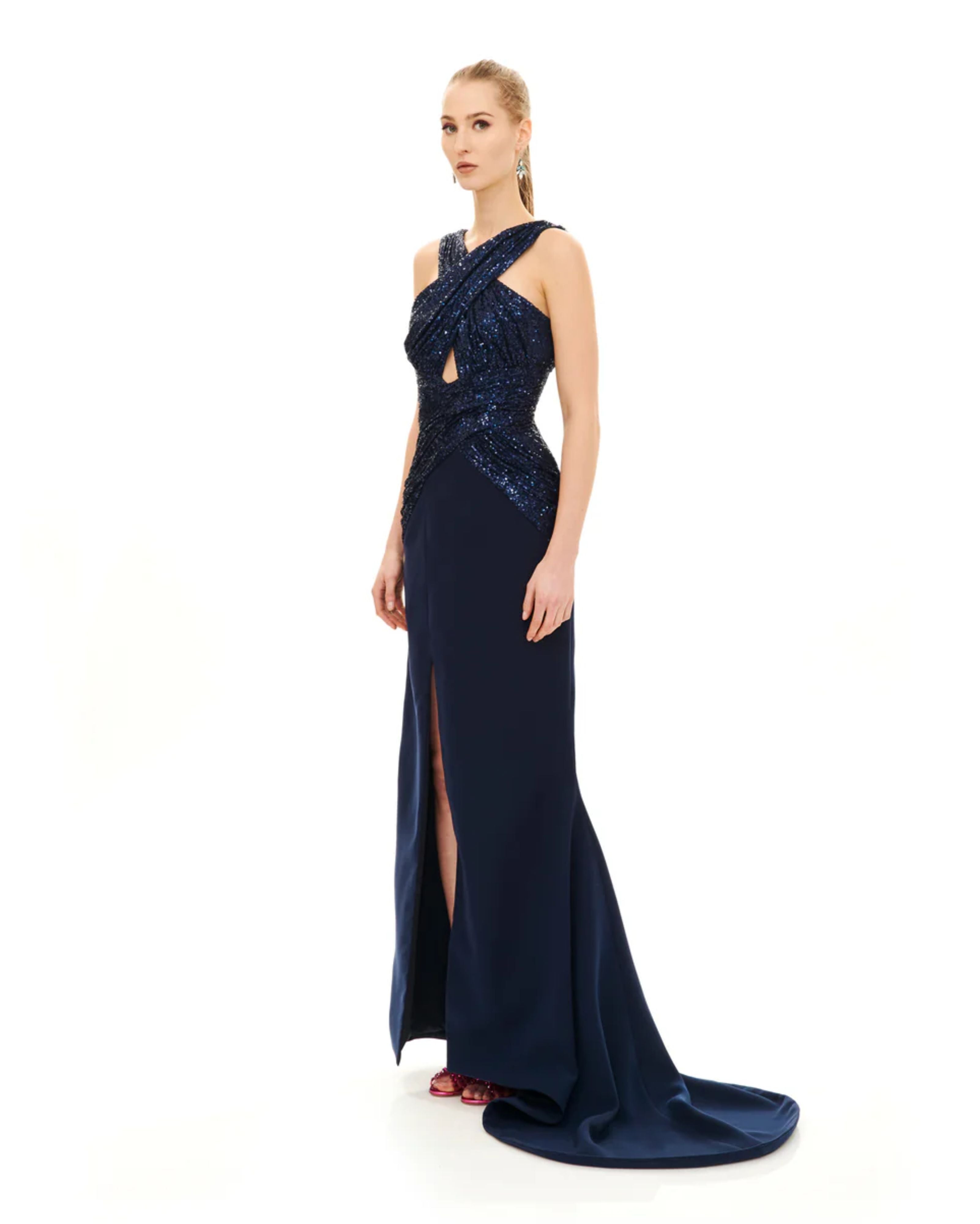 CRISS CROSS NECK LONG DRESS