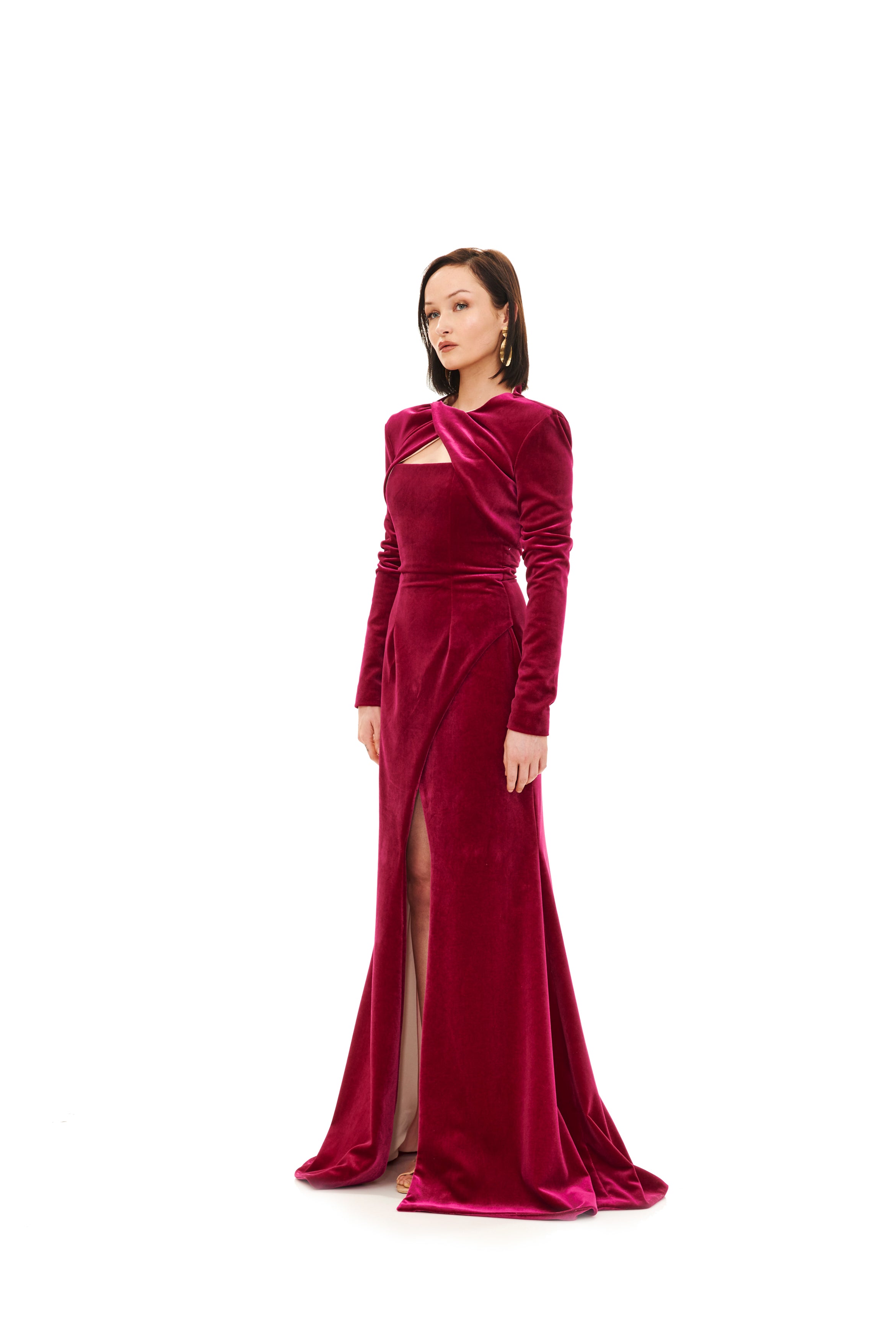 #color_magenta stretch velvet - skin color stretch tulle