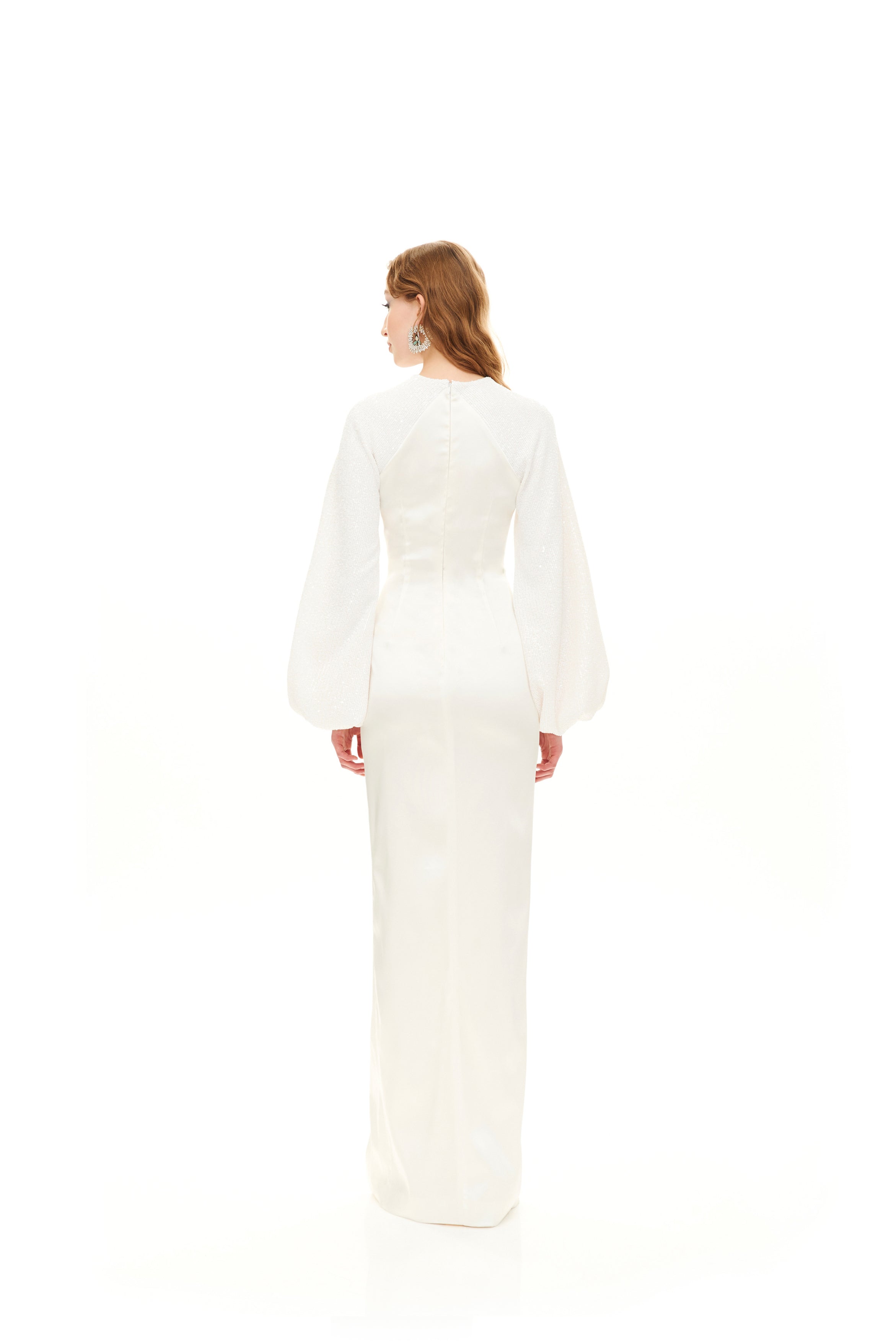 COLUMN MAXI DRESS WITH BALOON SLEEVES