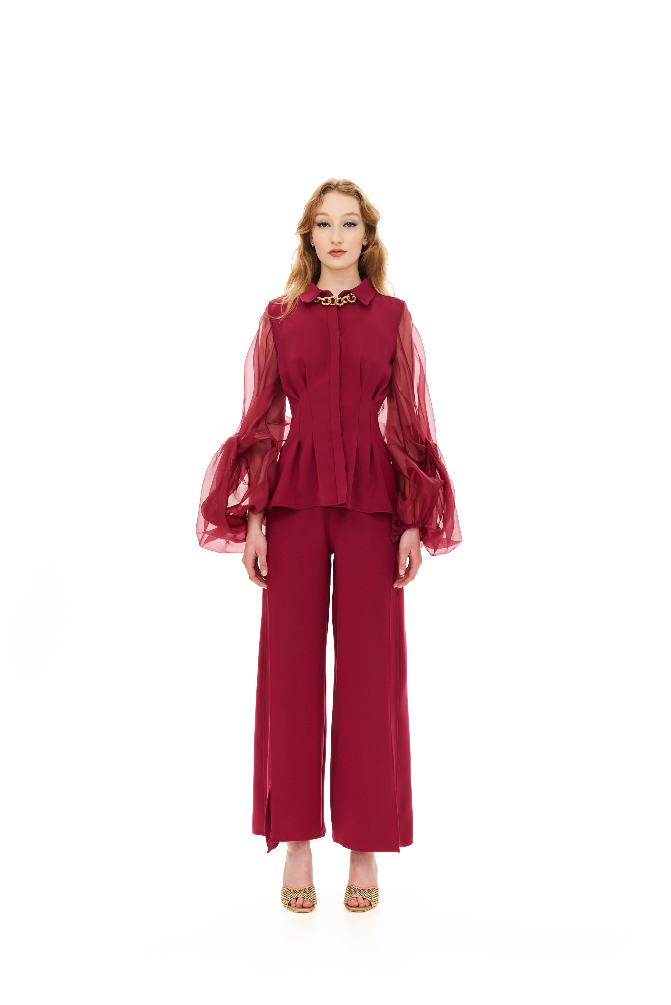 MULTI PINCES KNOTTED SLEEVES SHIRT