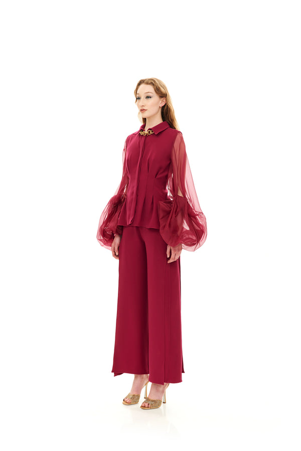 MULTI PINCES KNOTTED SLEEVES SHIRT