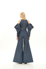 HIGH WAIST MAXI TROUSERS WITH PINCES DETAIL