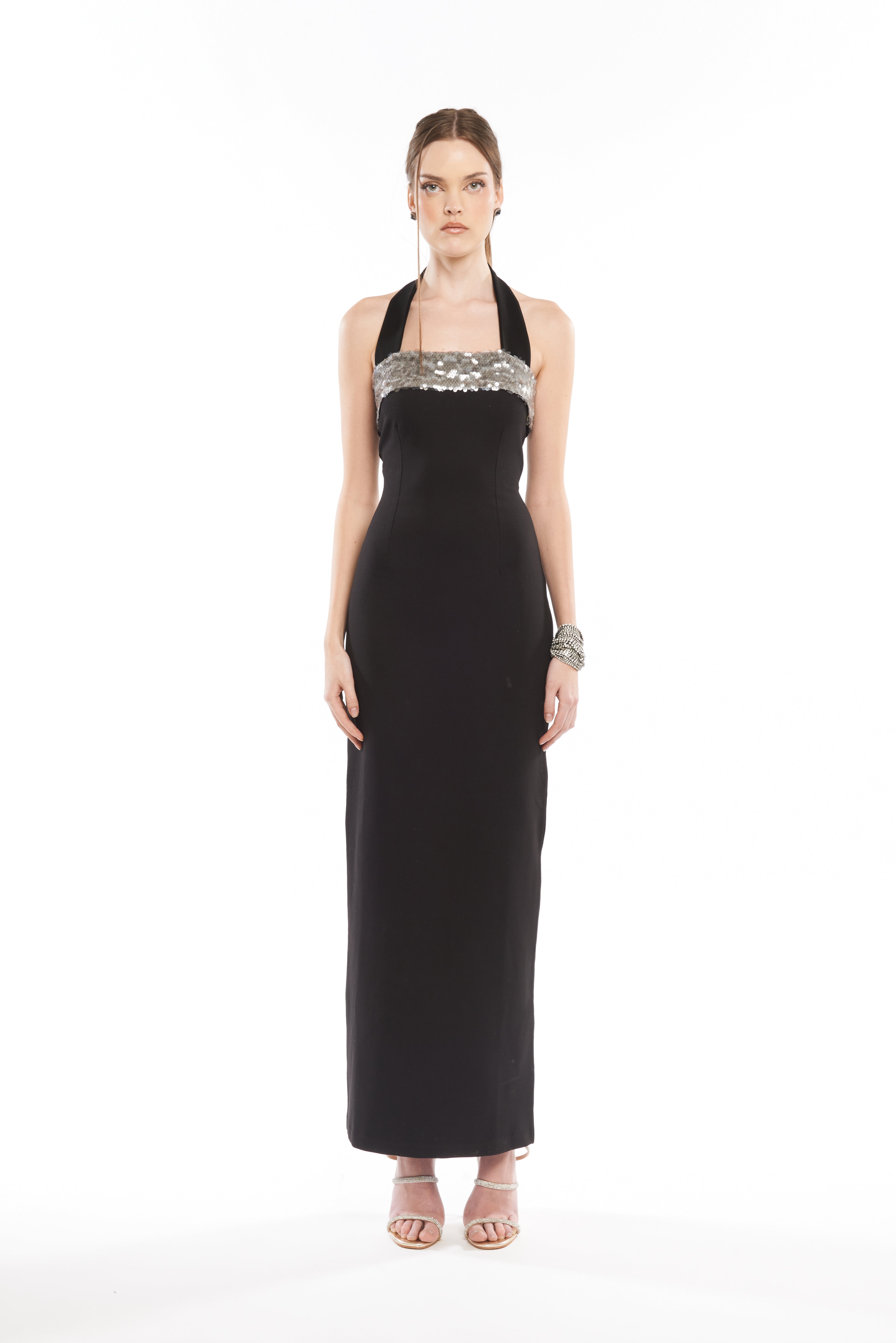 SILHOUETTE TUBE DRESS WITH BAND NECK