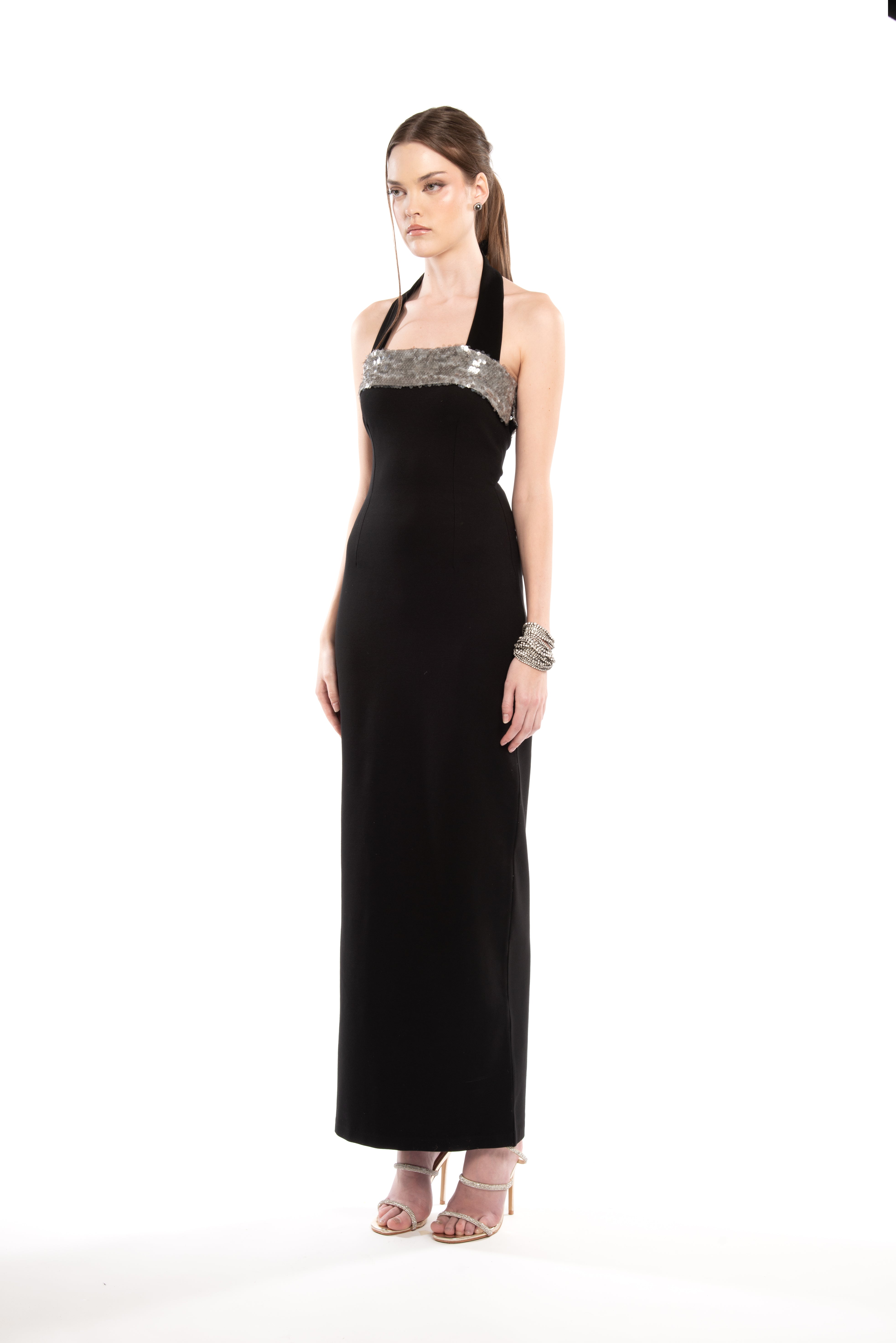 SILHOUETTE TUBE DRESS WITH BAND NECK