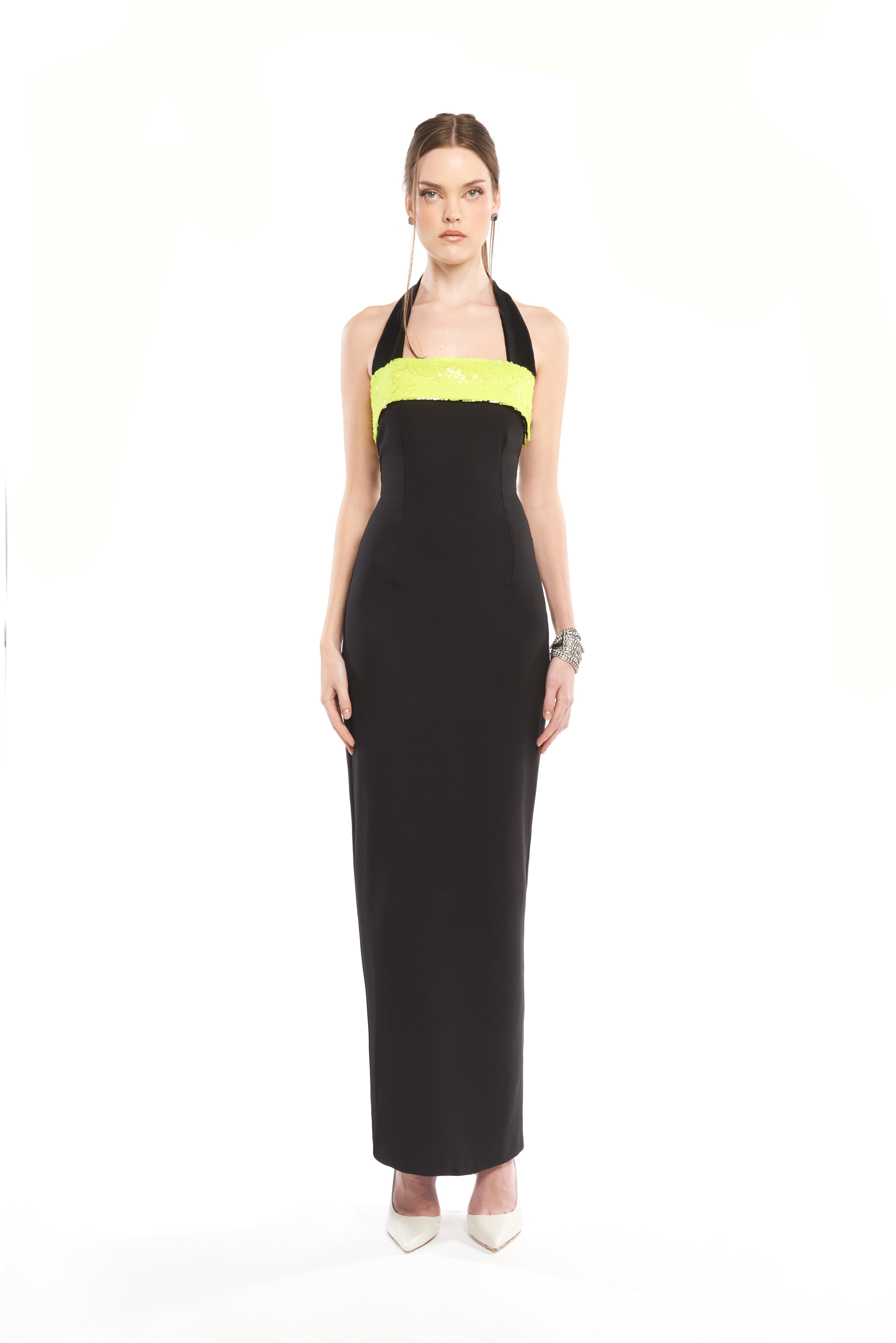 SILHOUETTE TUBE DRESS WITH BAND NECK