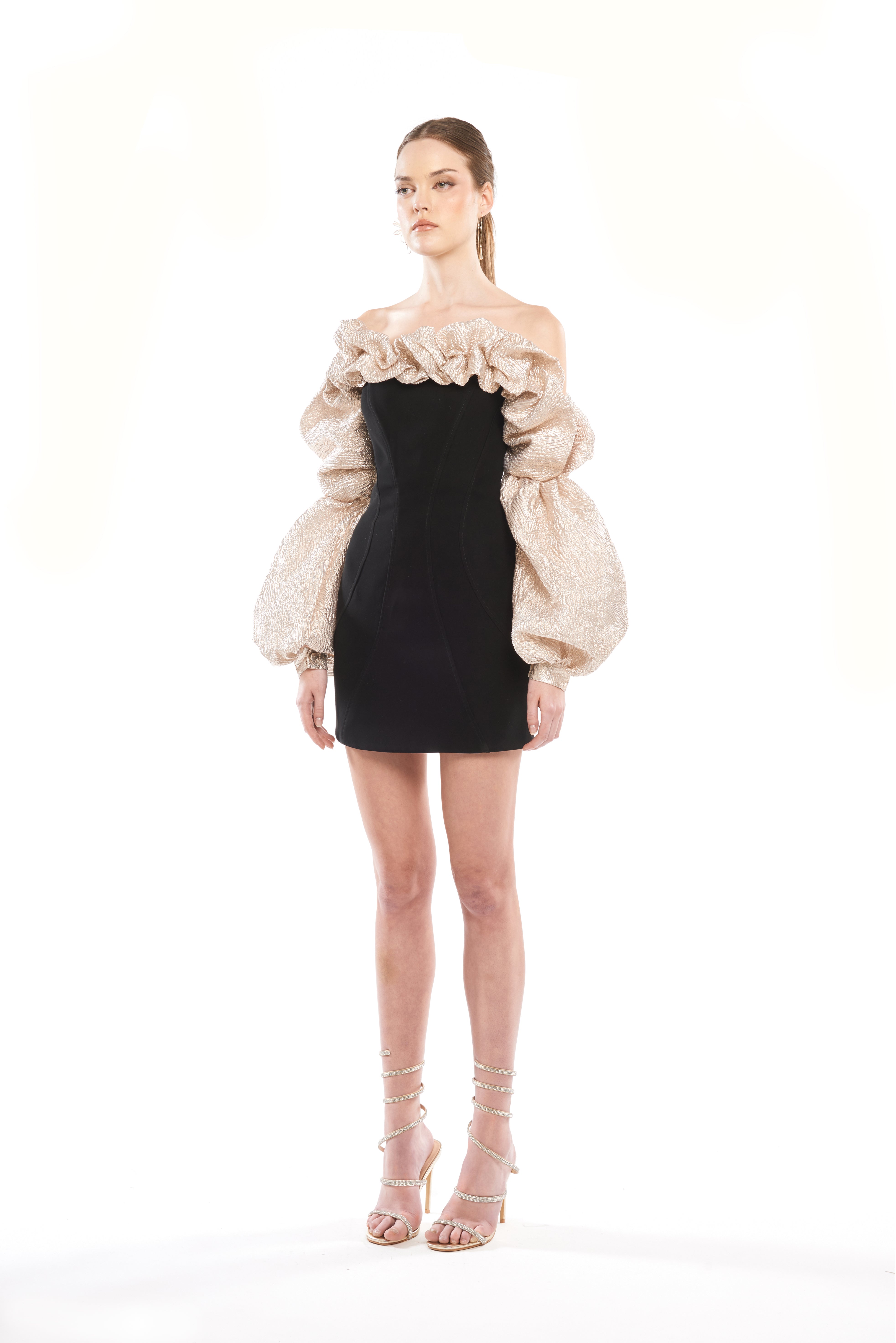 CANDY PUFF NECK MINI DRESS