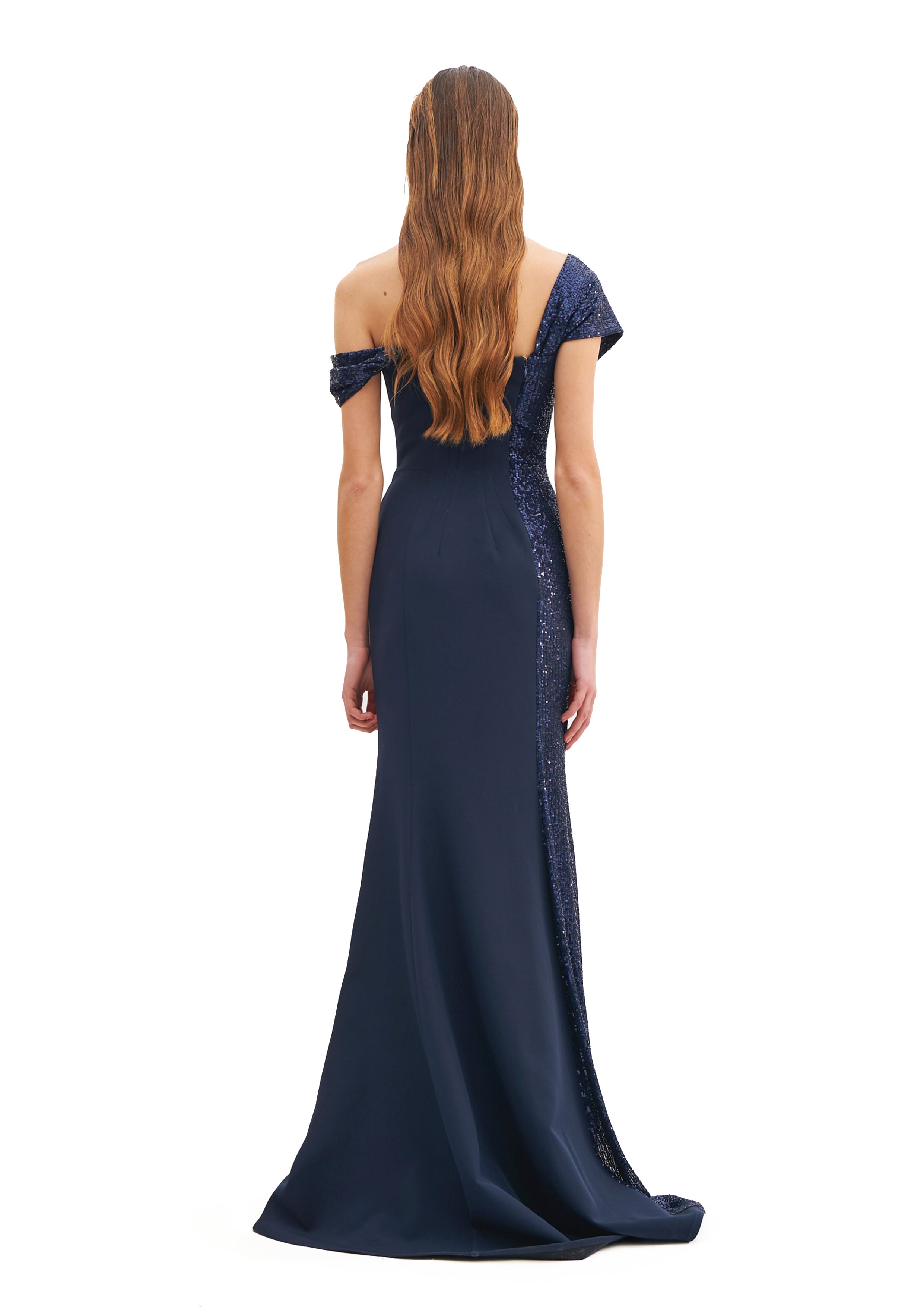 ASYMMETRIC DRAPED MAXI DRESS WITH SLIT
