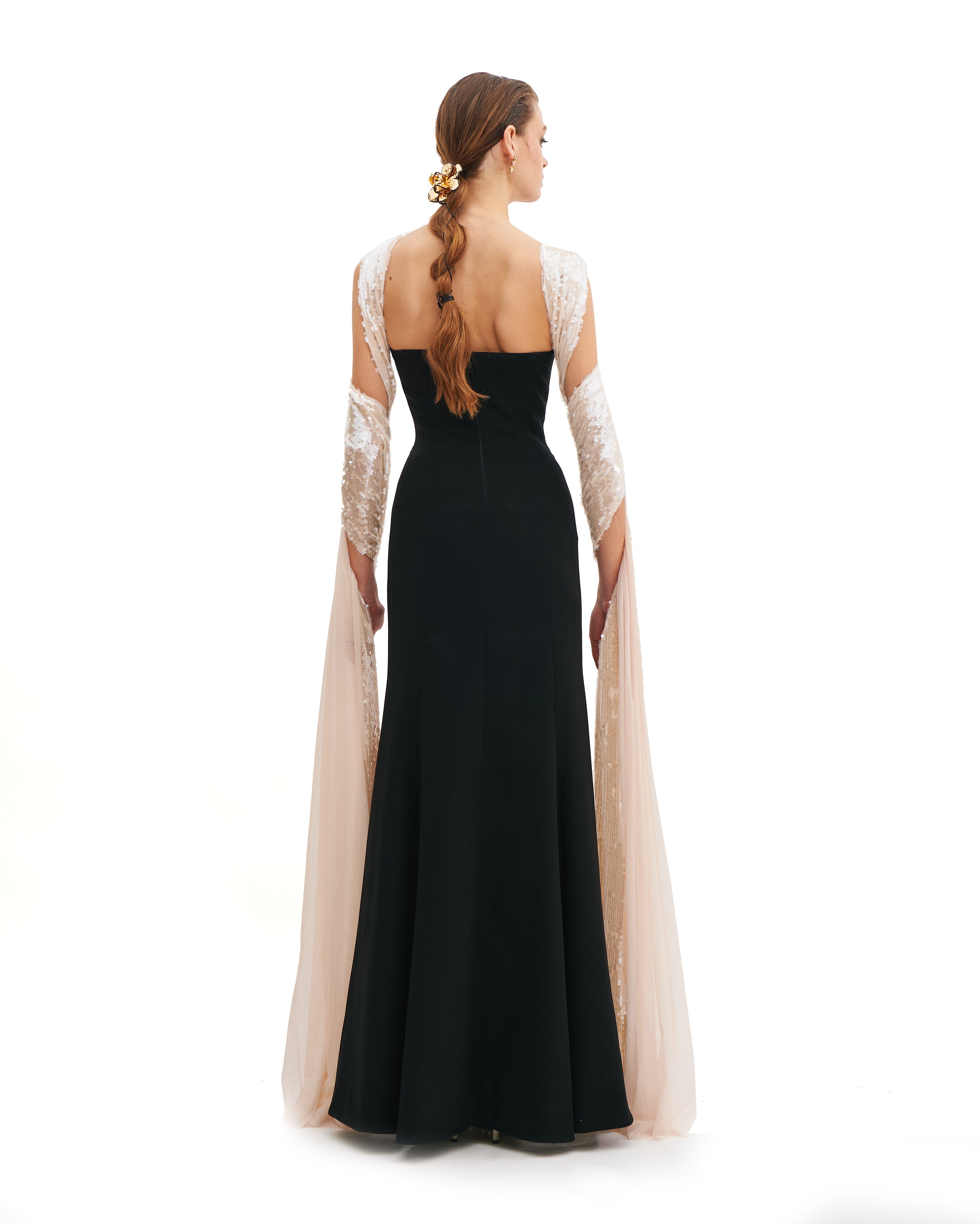 MIDNIGHT MAXI DRESS WITH CONTRAST SCARF DETAIL