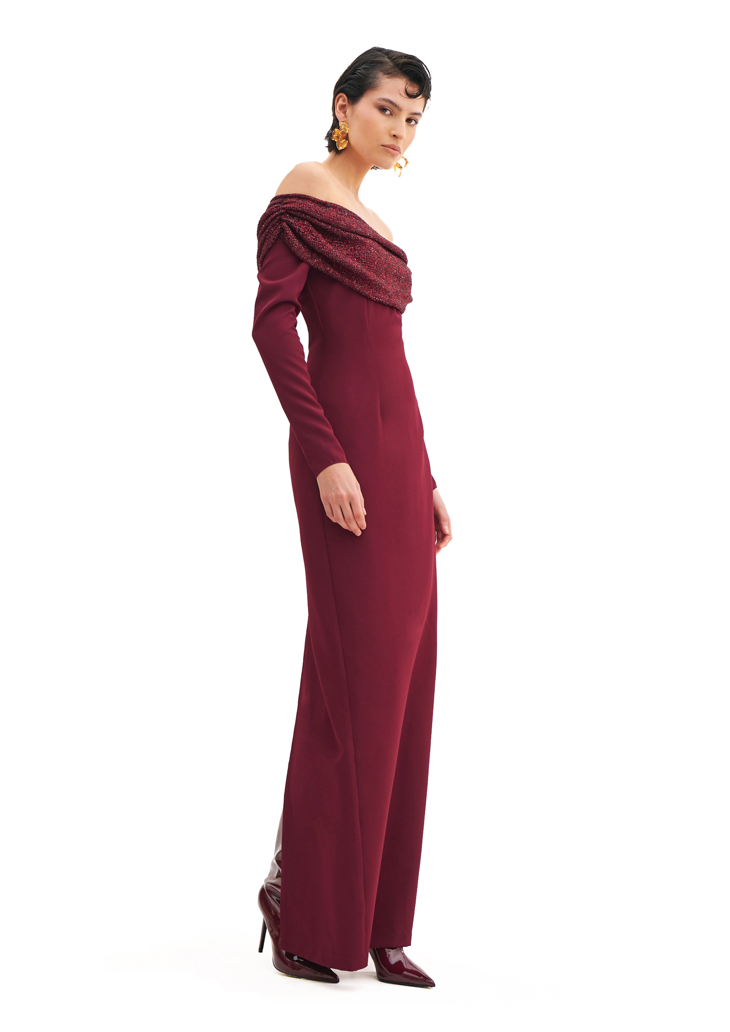 STARRY BARDOT COLUMN MAXI DRESS
