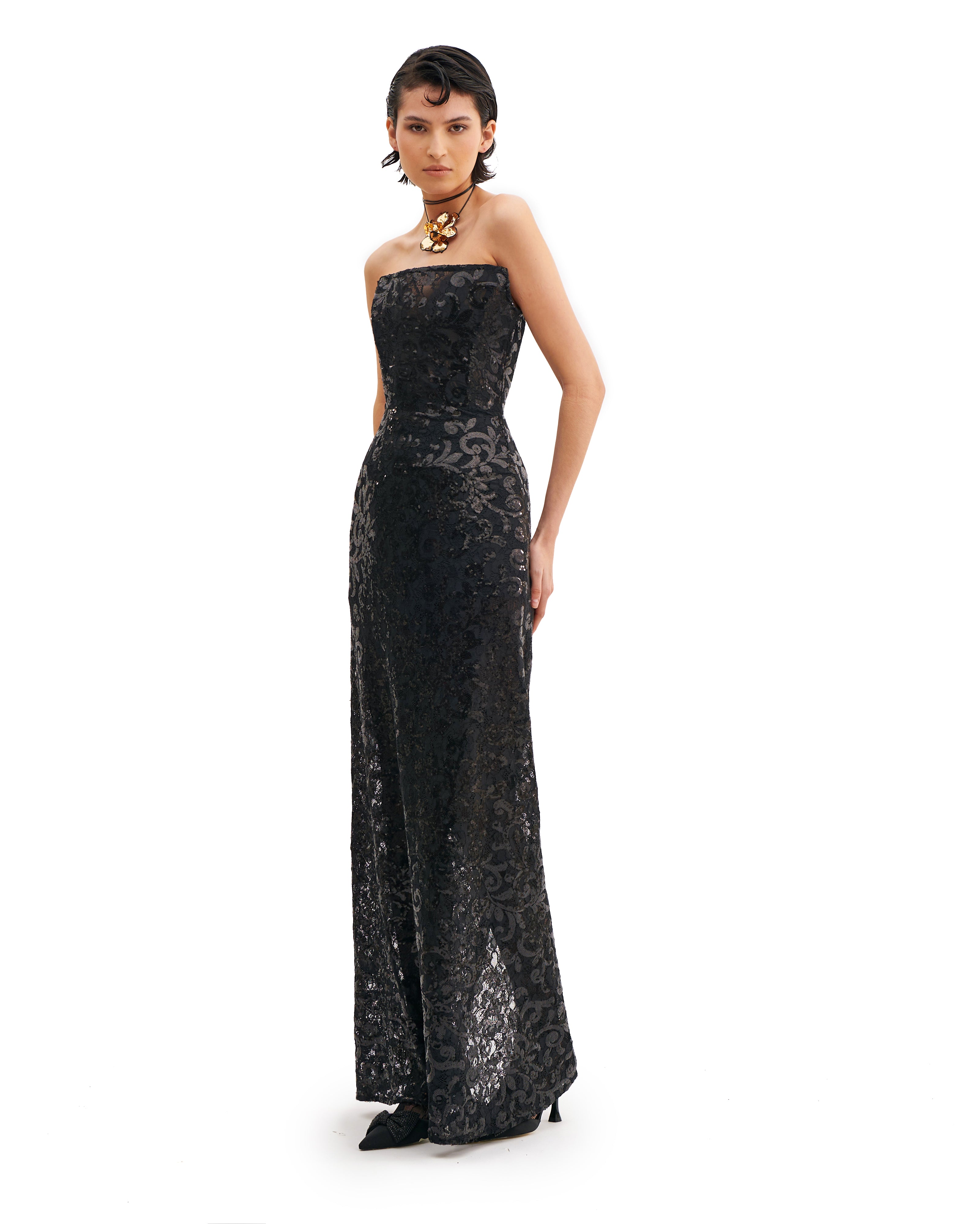 CORSETED LONG DRESS