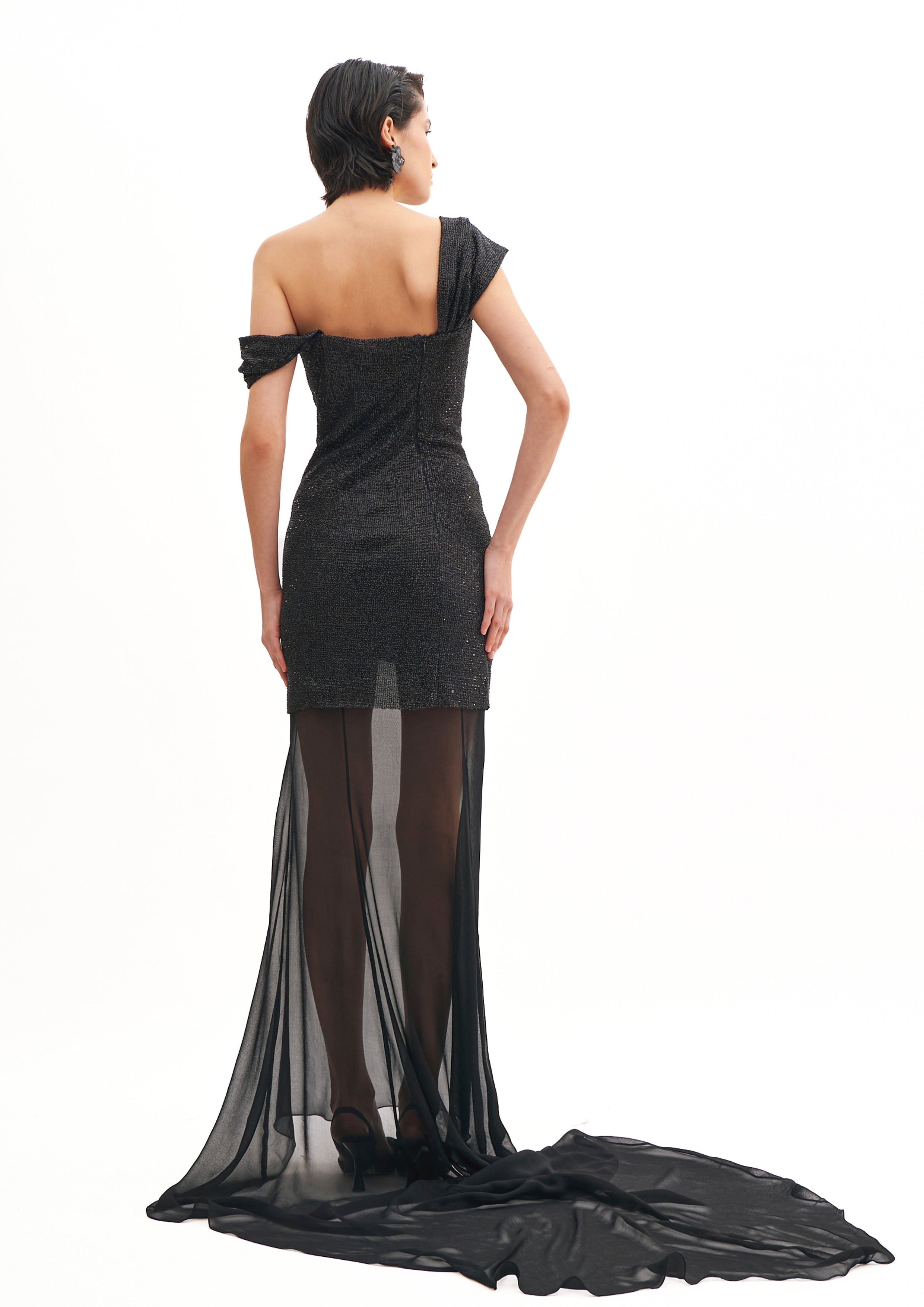 STARDUST DRAPED LONG DRESS