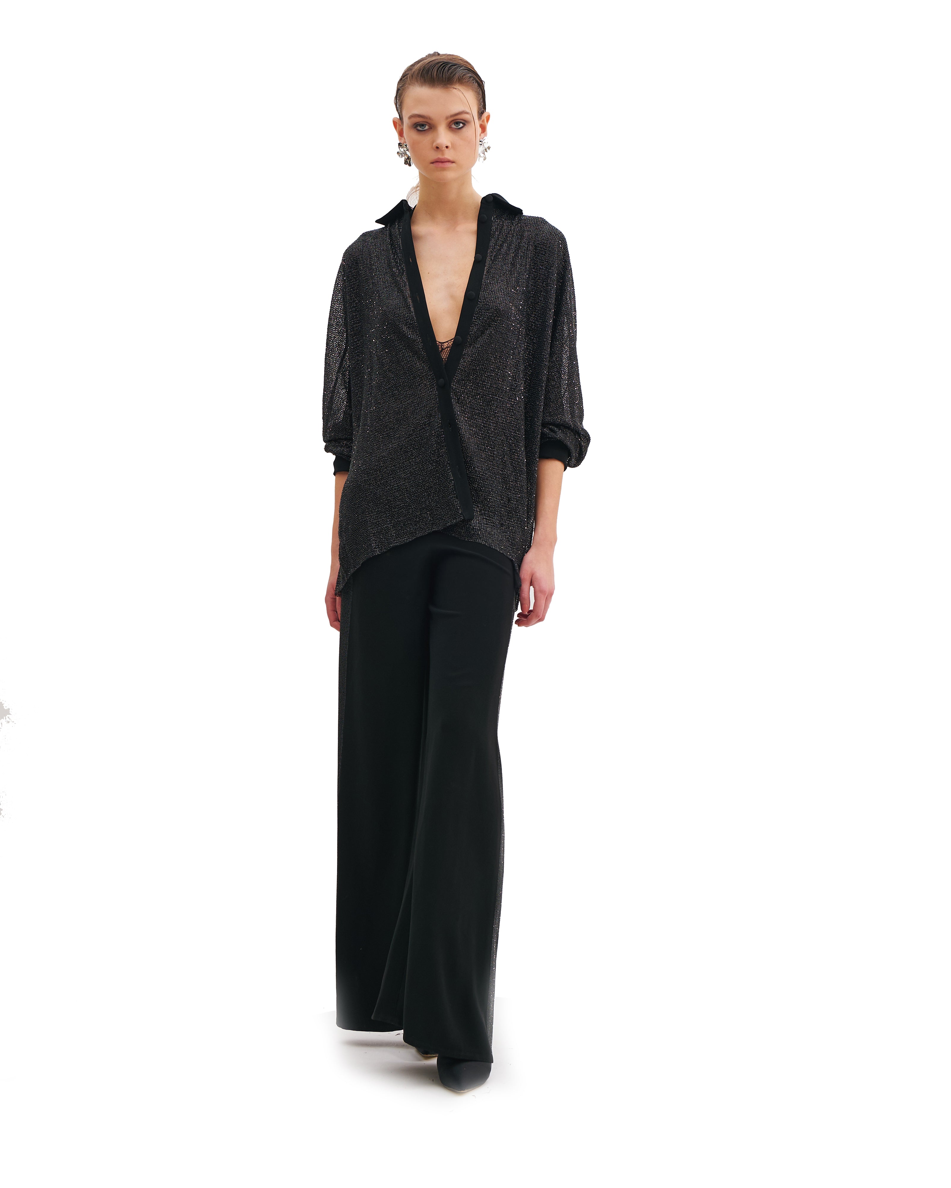 NOIR CRYSTAL LONG SLEEVES SHIRT