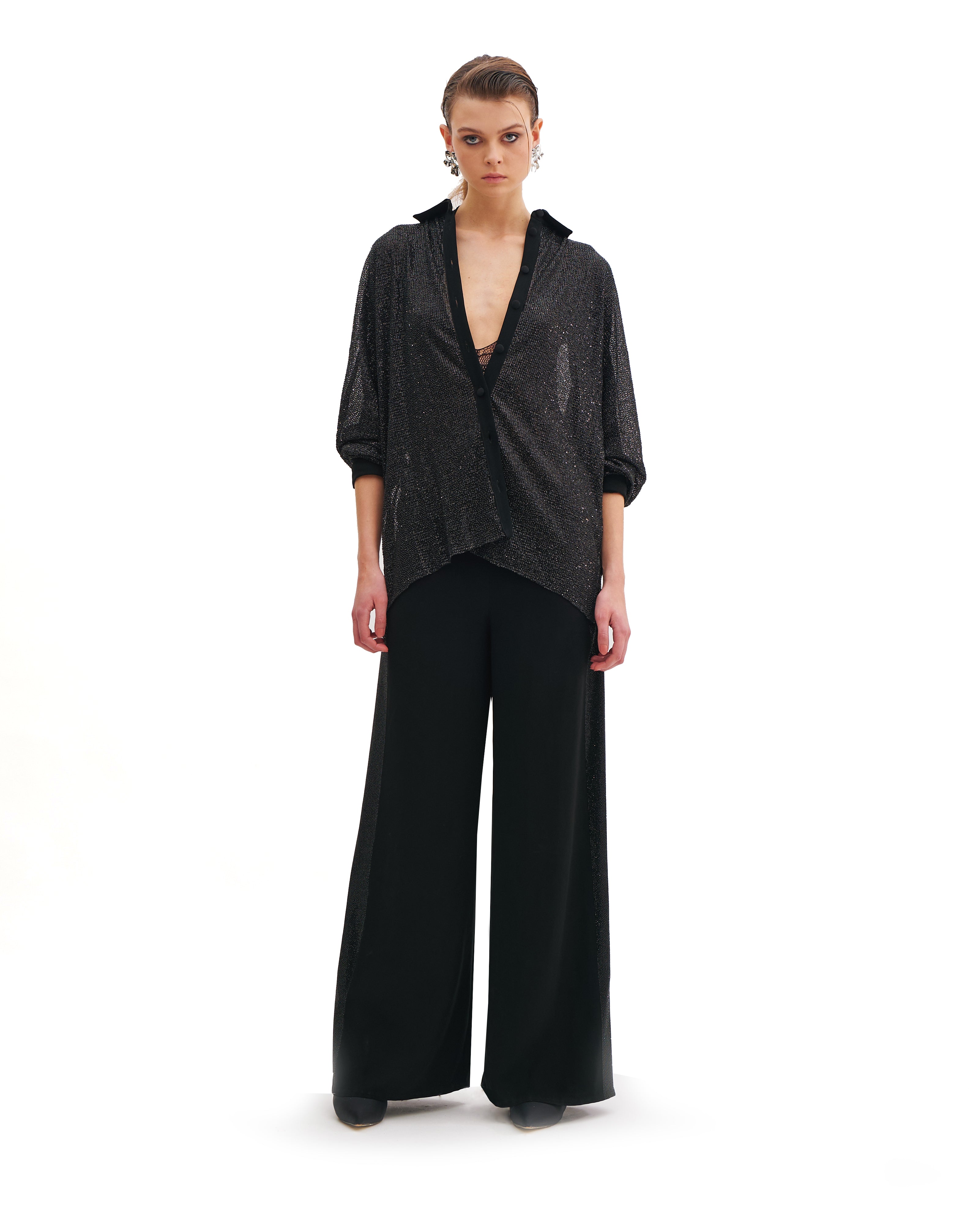 NOIR CRYSTAL LONG SLEEVES SHIRT