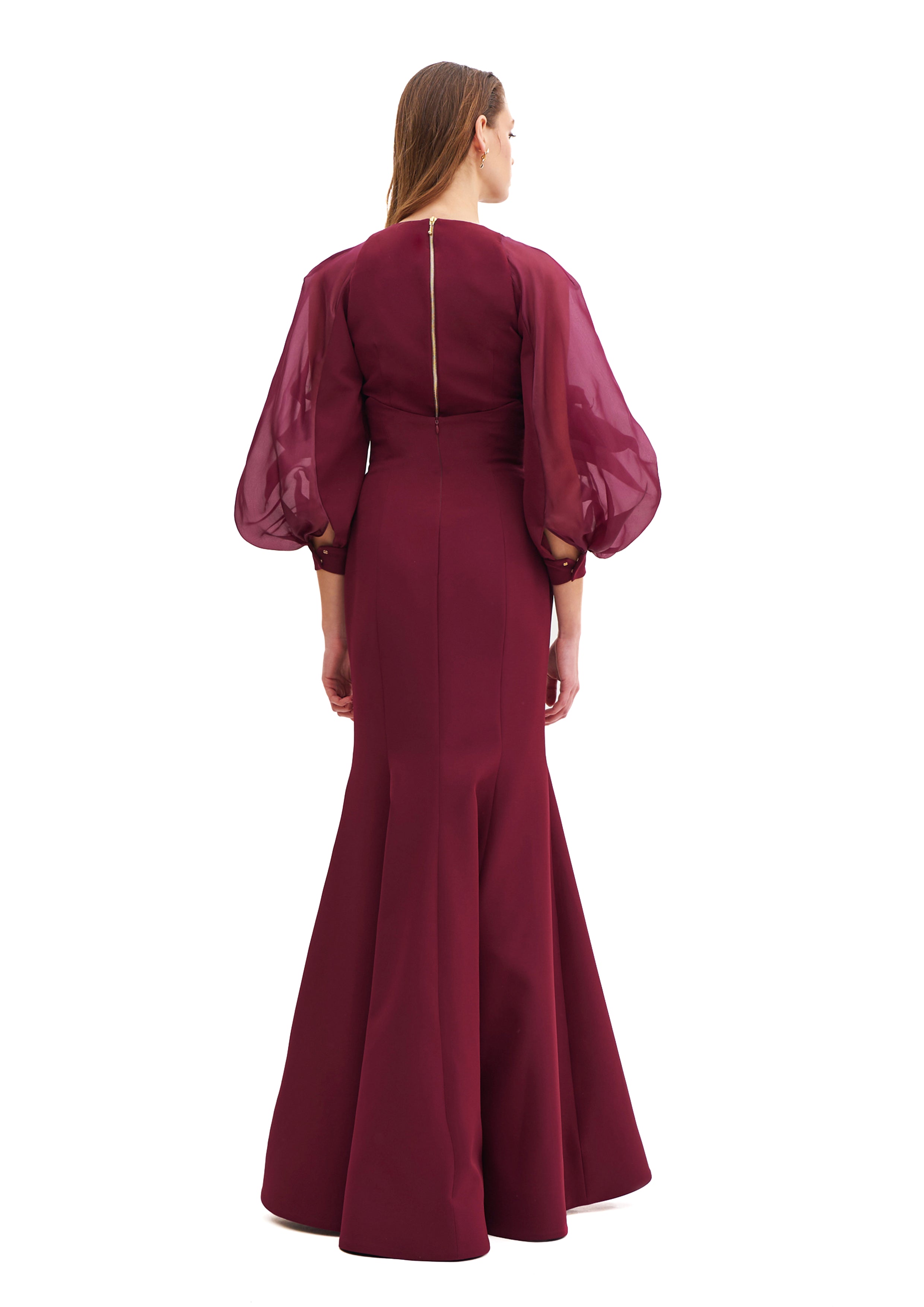V NECK BLOUSE WITH JULIET SLEEVES
