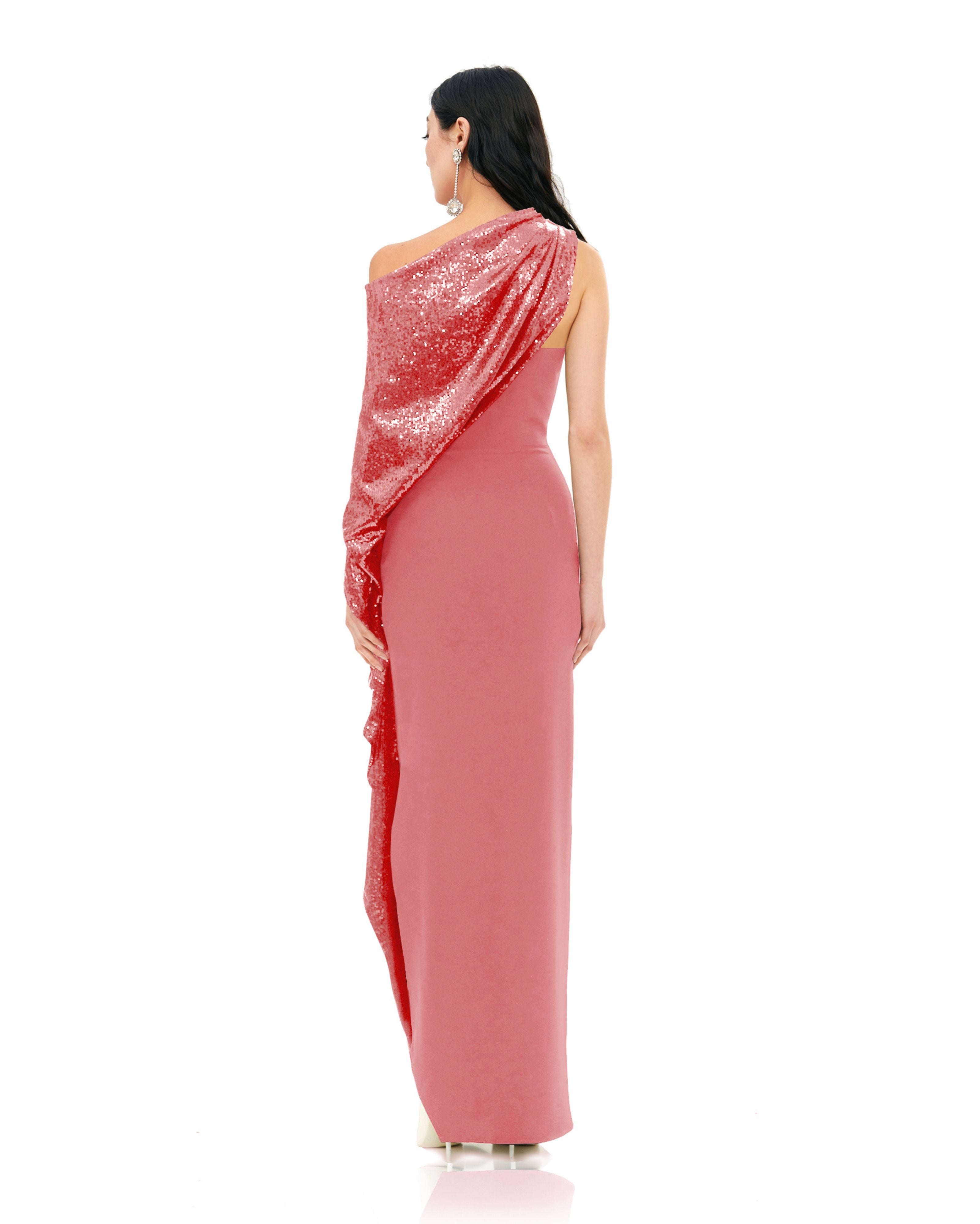 SILHOUETTE DRESS WITH SEQUIN MANTELLA