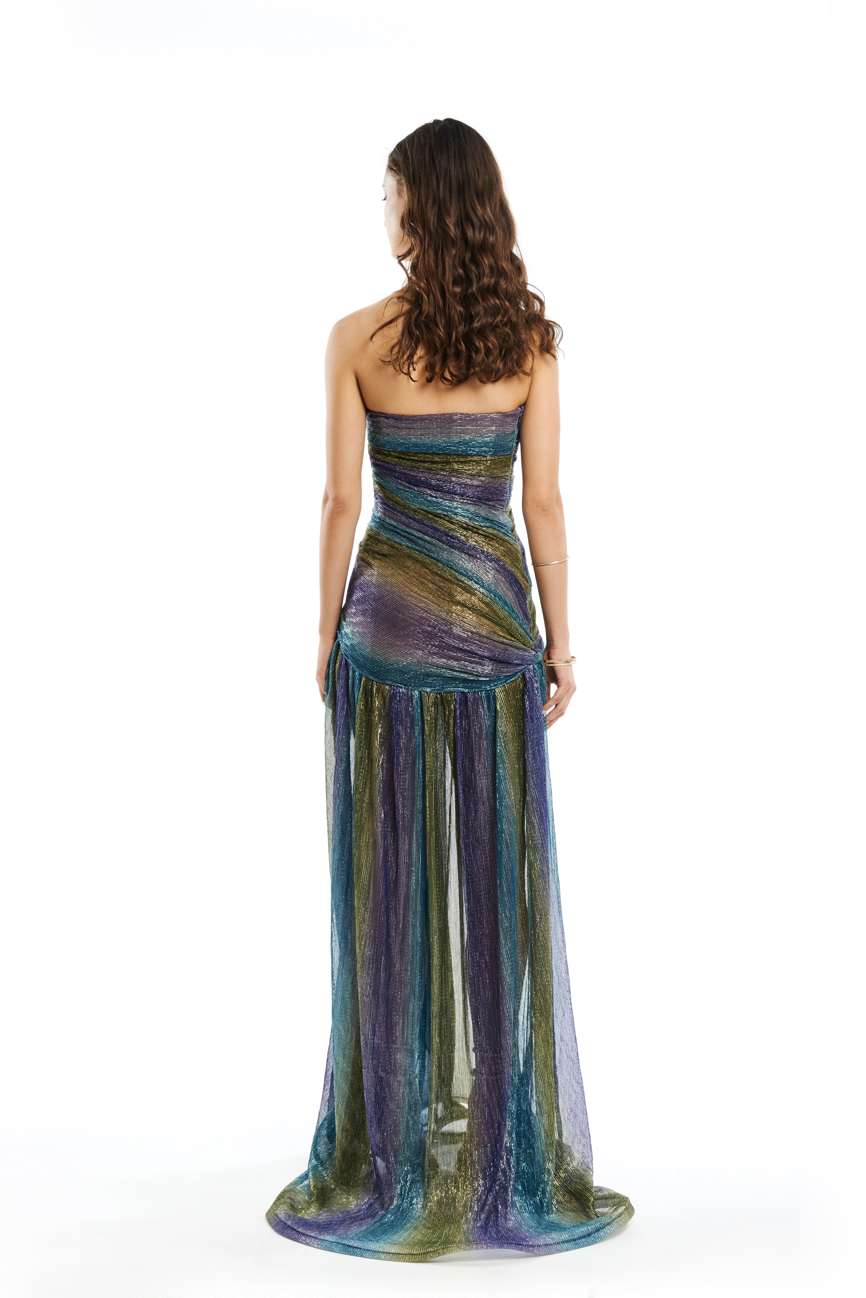 STRAPLESS BUSTIER DRAPED GOWN
