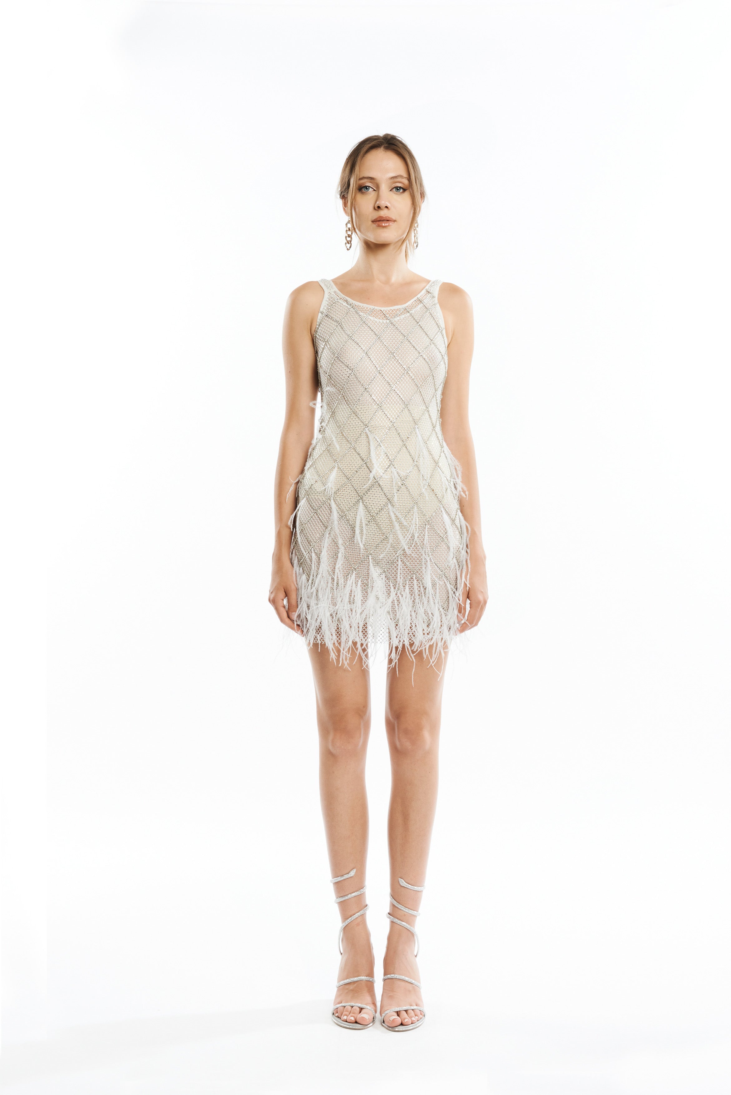 #color_white crystal mesh - white feathers