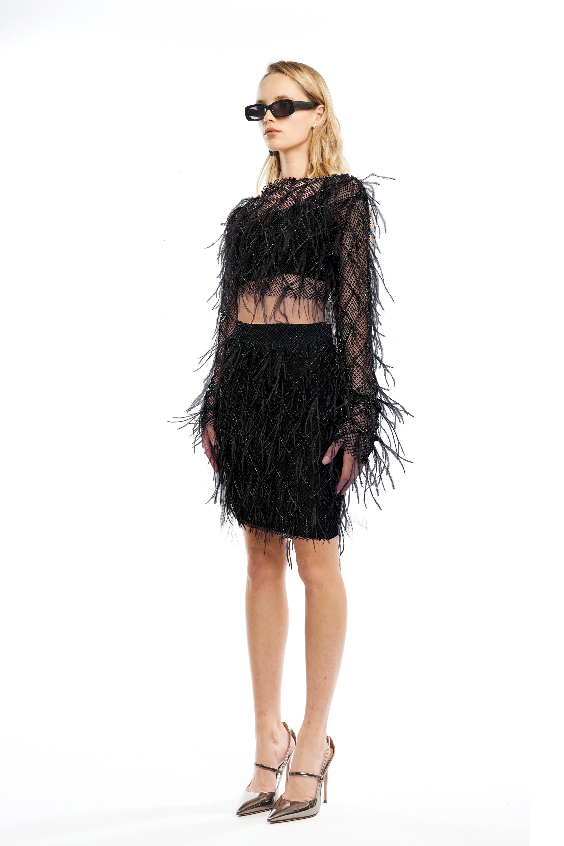 #color_black crystal mesh - feathers