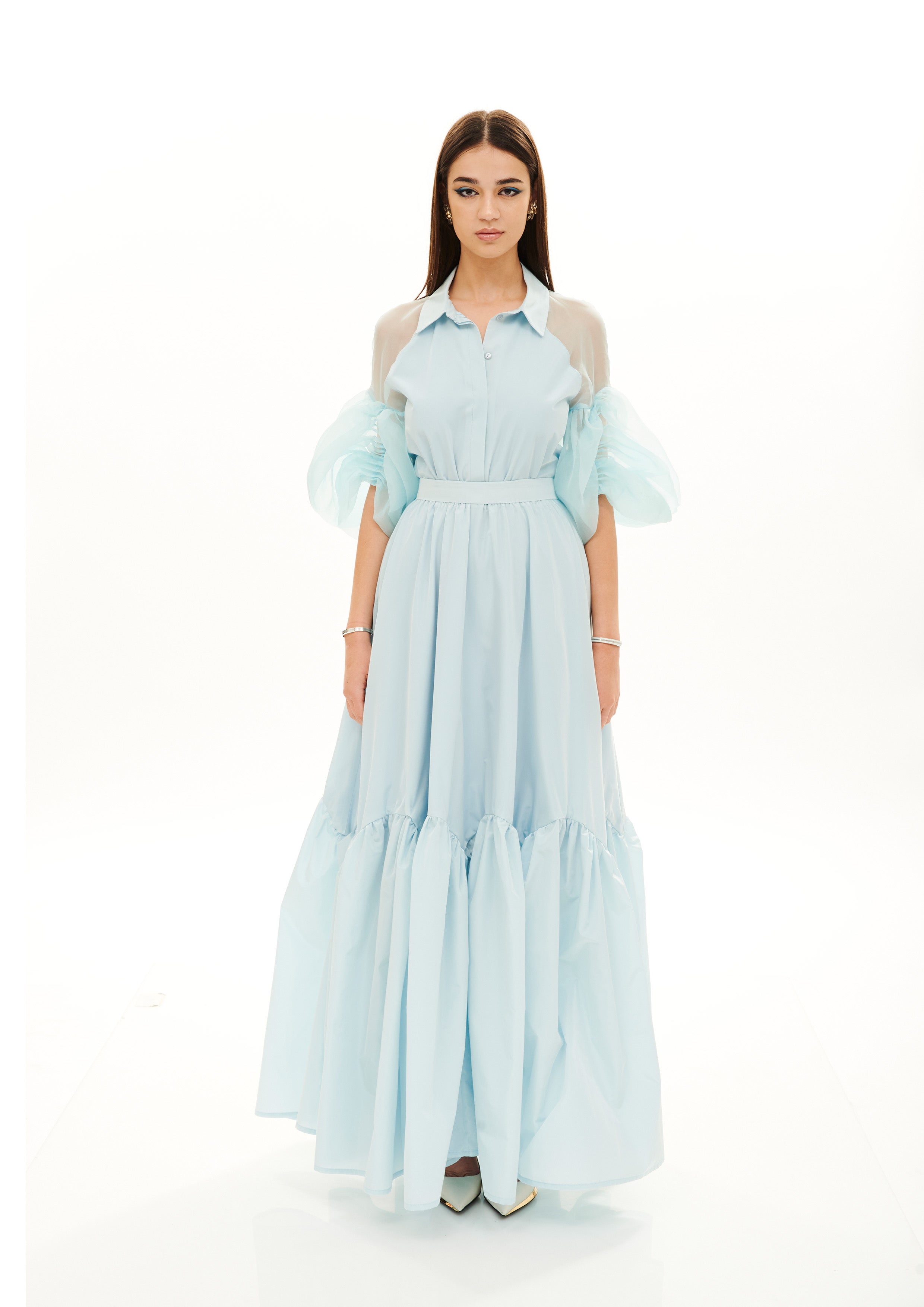 PUFFY RIBS ARMS CHEMISER GOWN