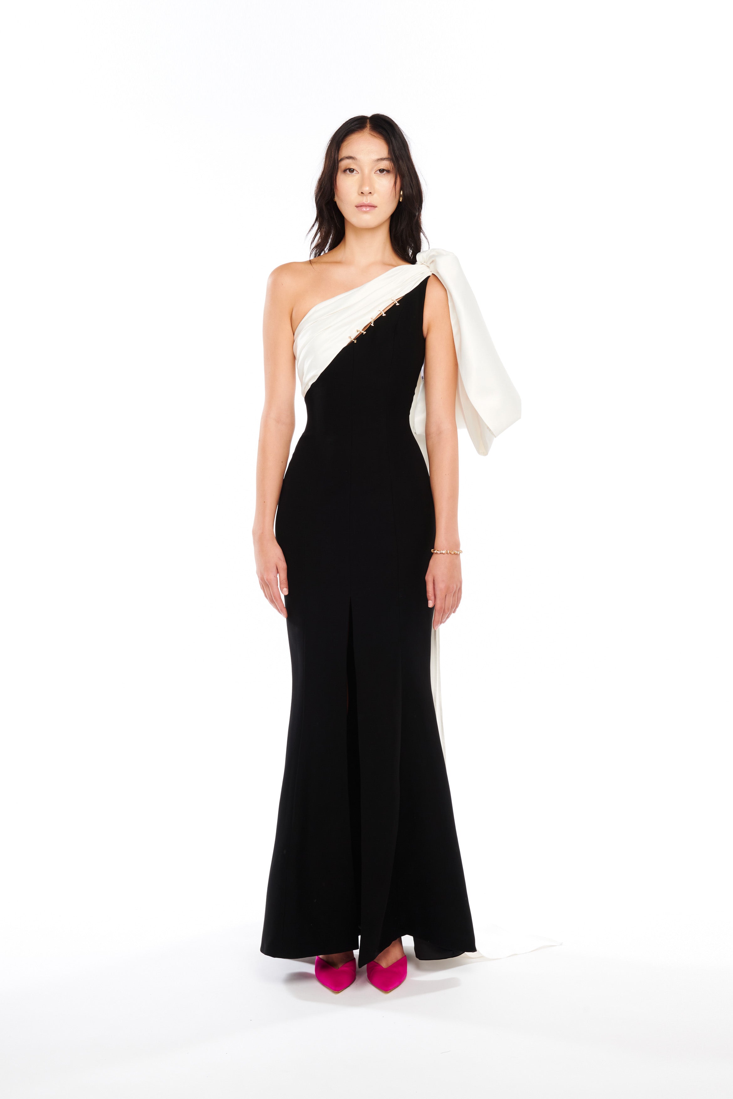 MONOSHOULDER BOW MAXI DRESS