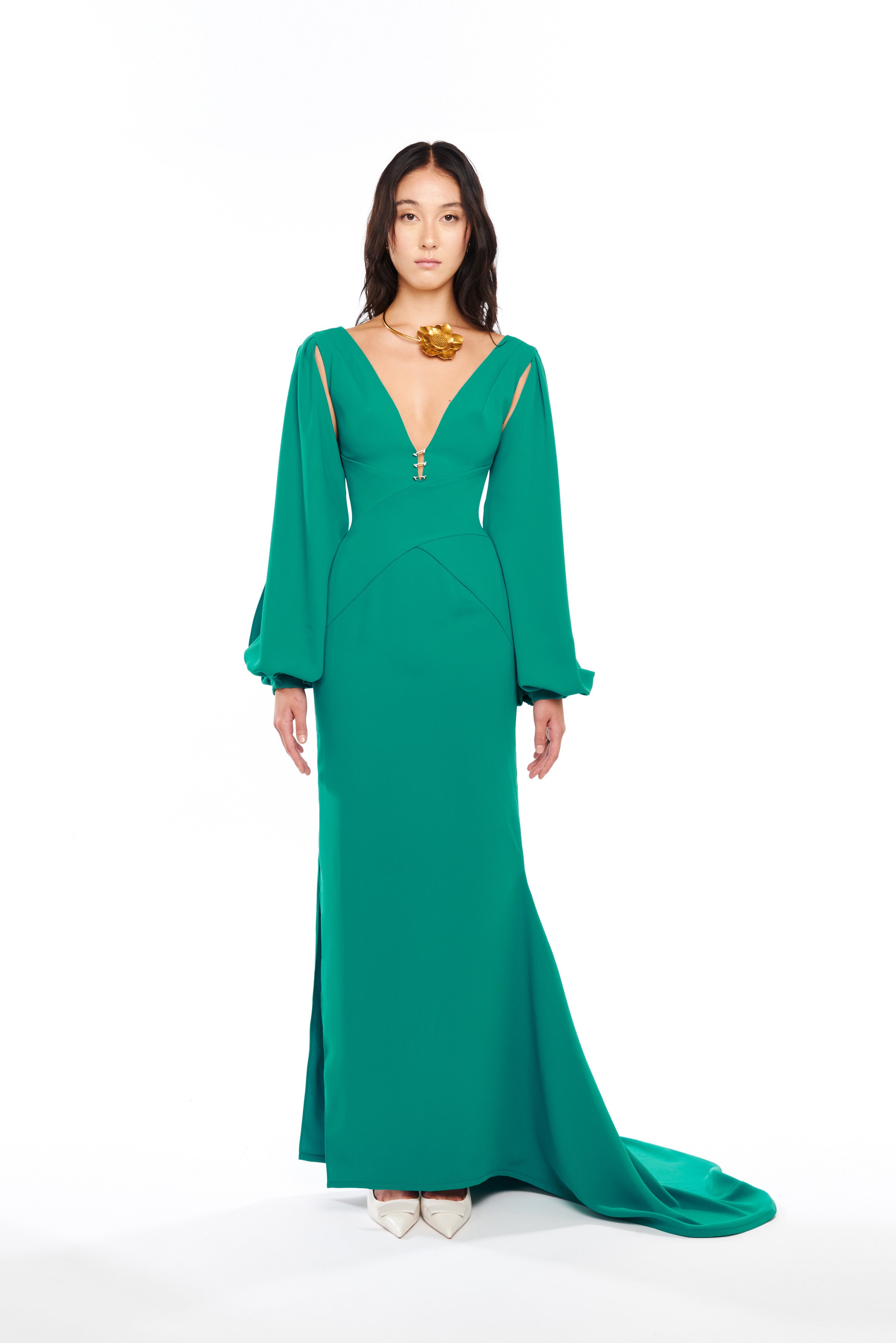 V-NECK MAXI DRESS