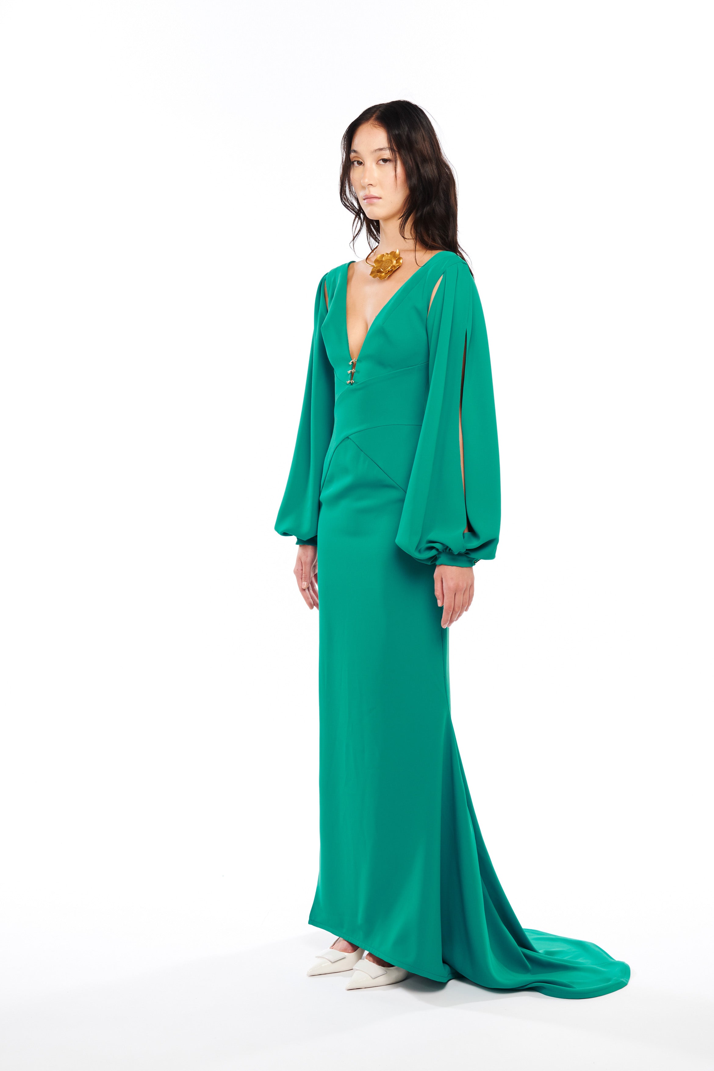 V-NECK MAXI DRESS