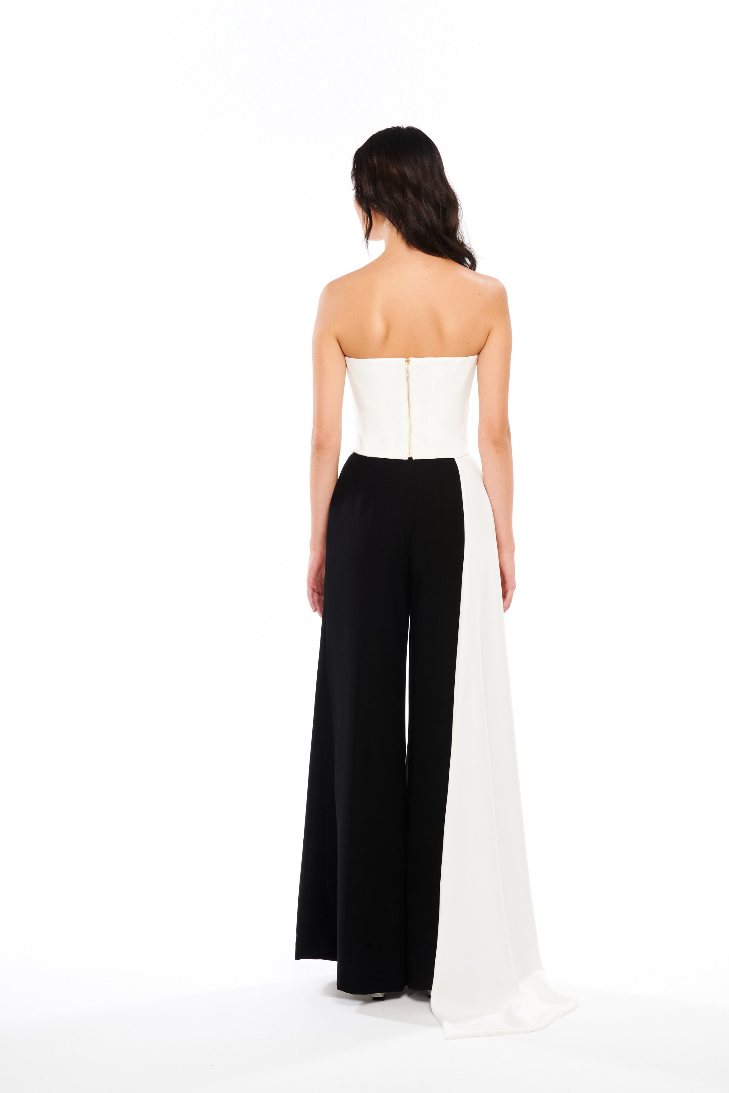 ASYMMETRIC BUSTIER WITH LONG TAIL