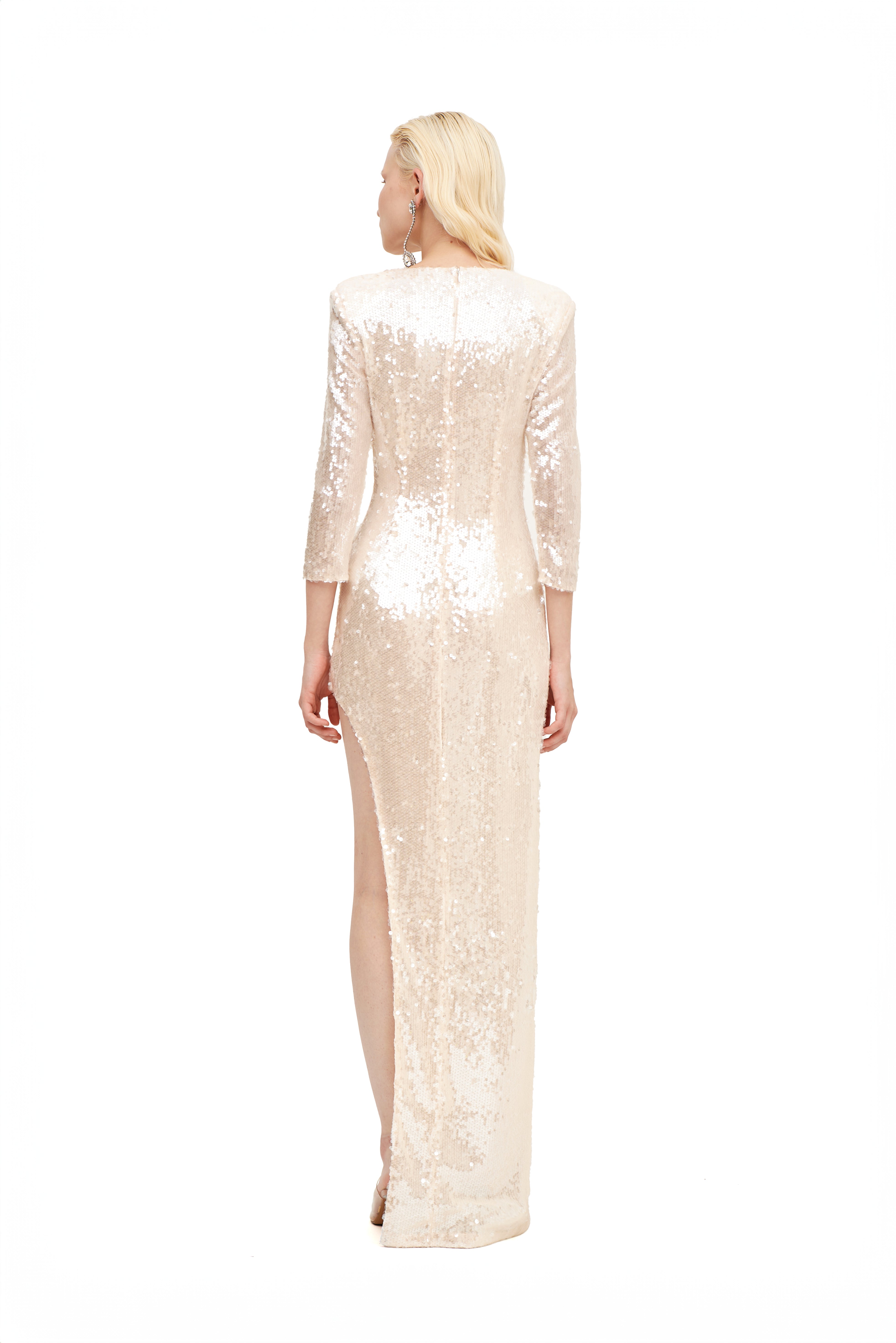 STATEMENT SHOULDER LONG SLEEVE GOWN