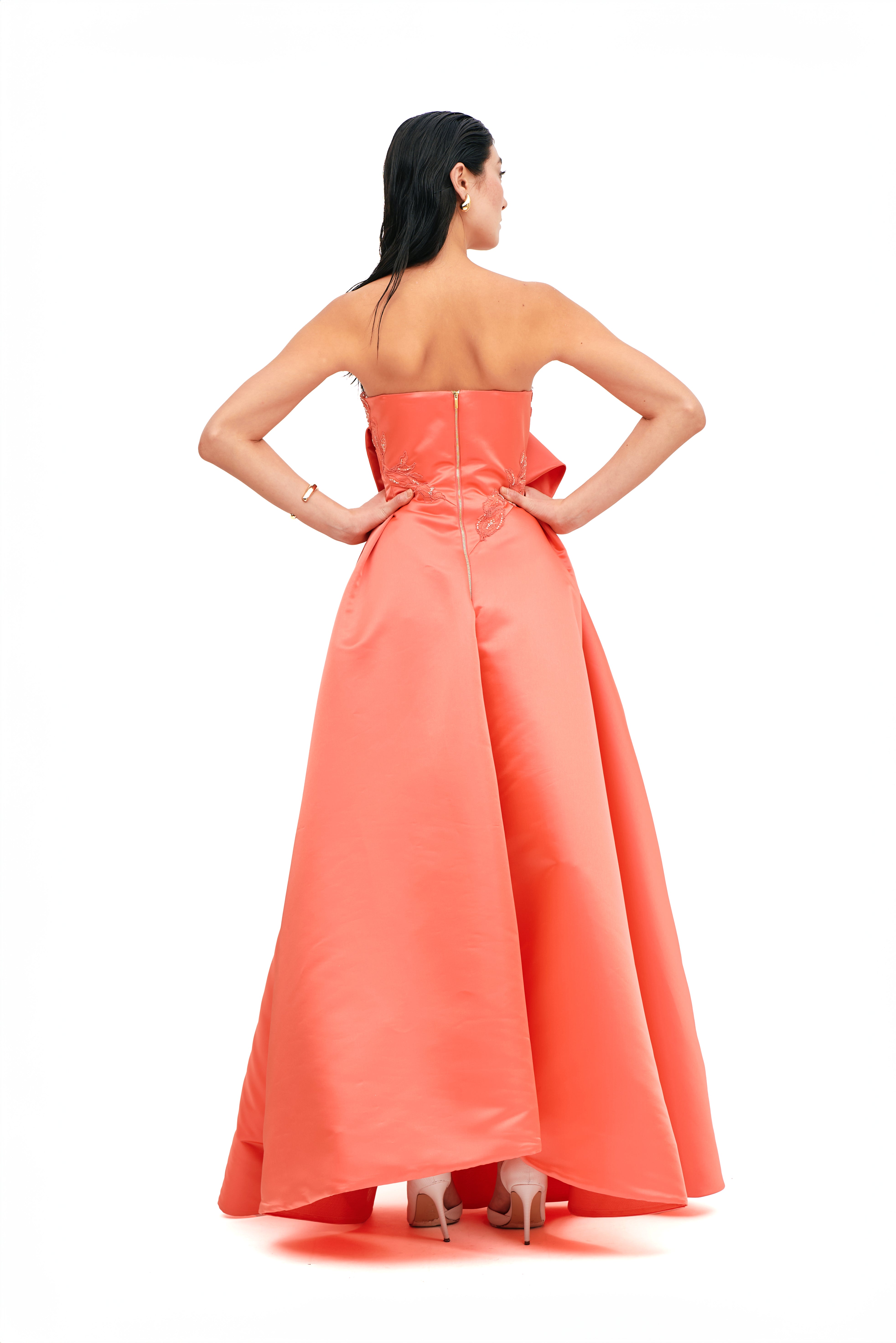 VOLUME GOWN WITH DRAPED BUSTIER