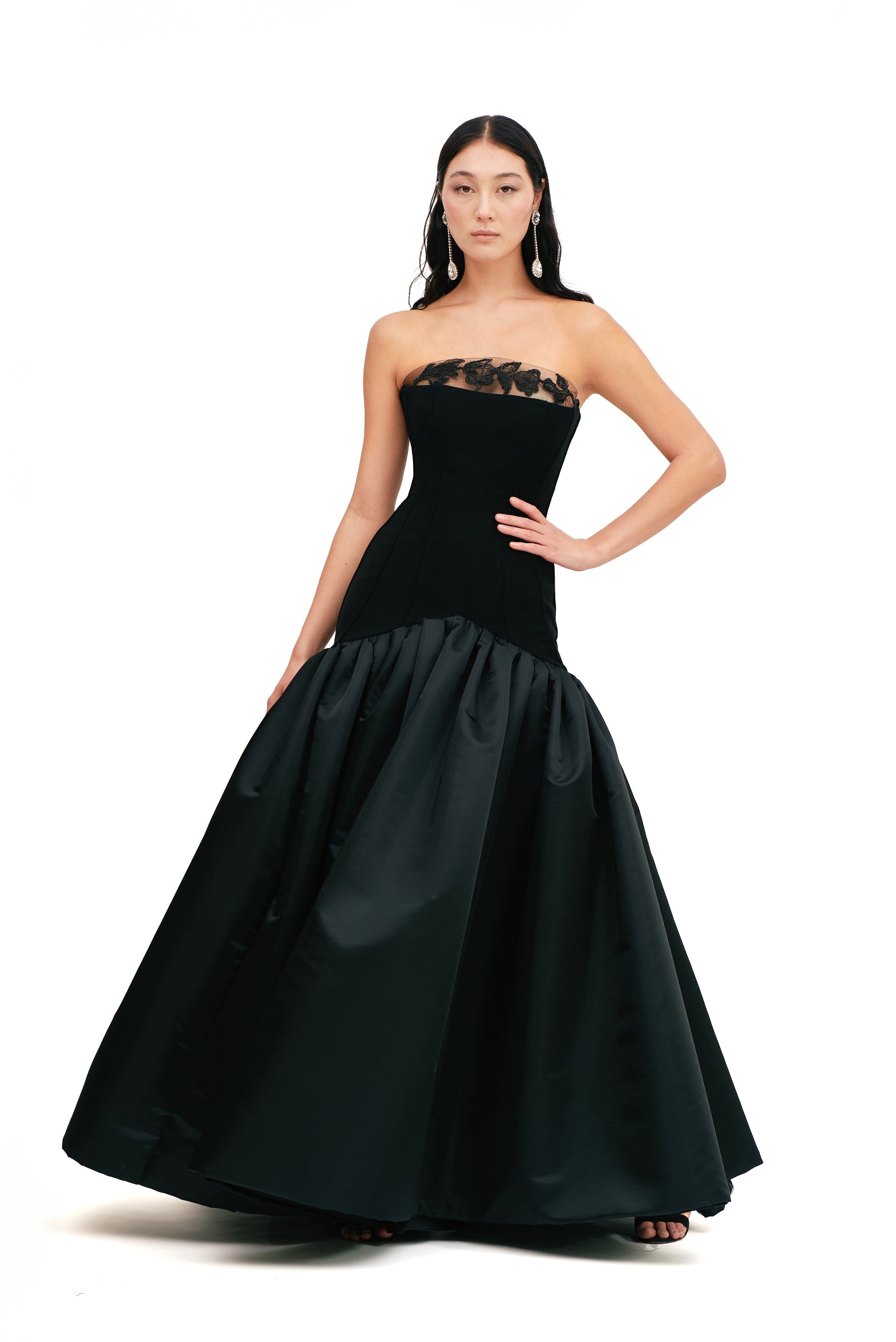 CORSETED BLACK SWAN GOWN