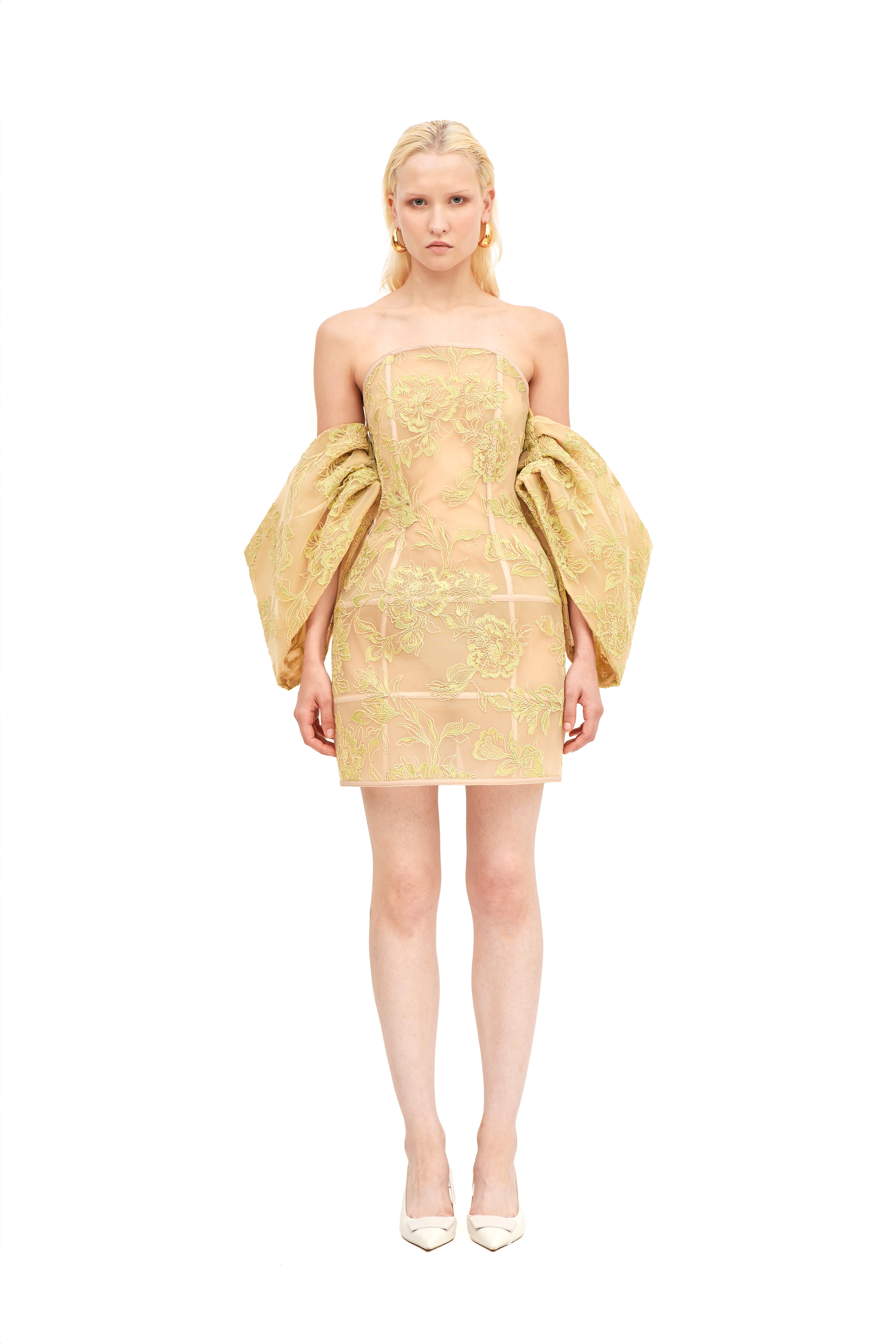 DRAPED OFF SHOULDER BUSTIER MINI DRESS