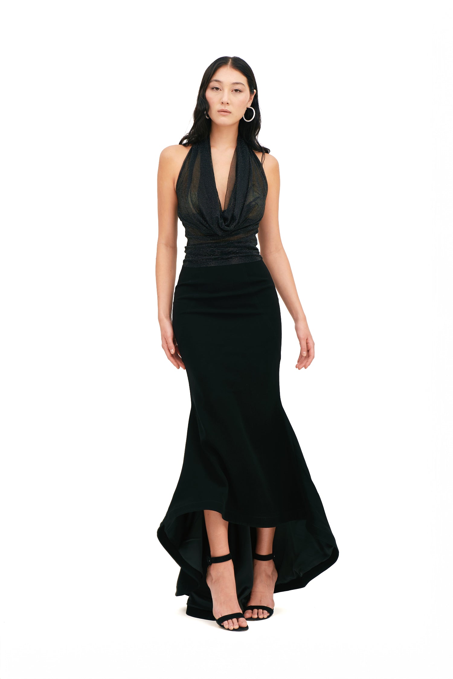 SHIMMER COWL NECK TOP