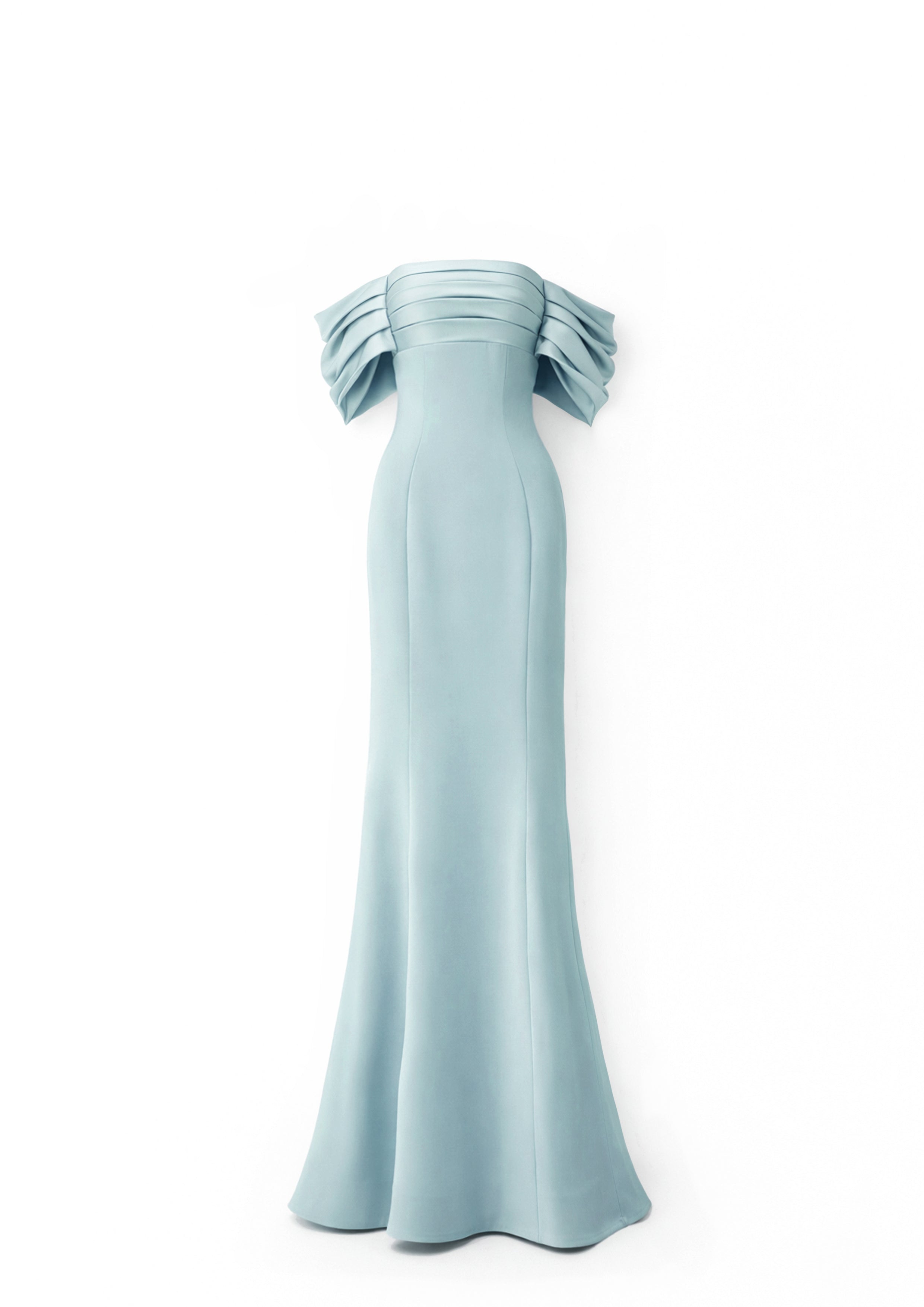 BUSTIER MERMAID MAXI DRESS WITH DRAPED SLEEVES