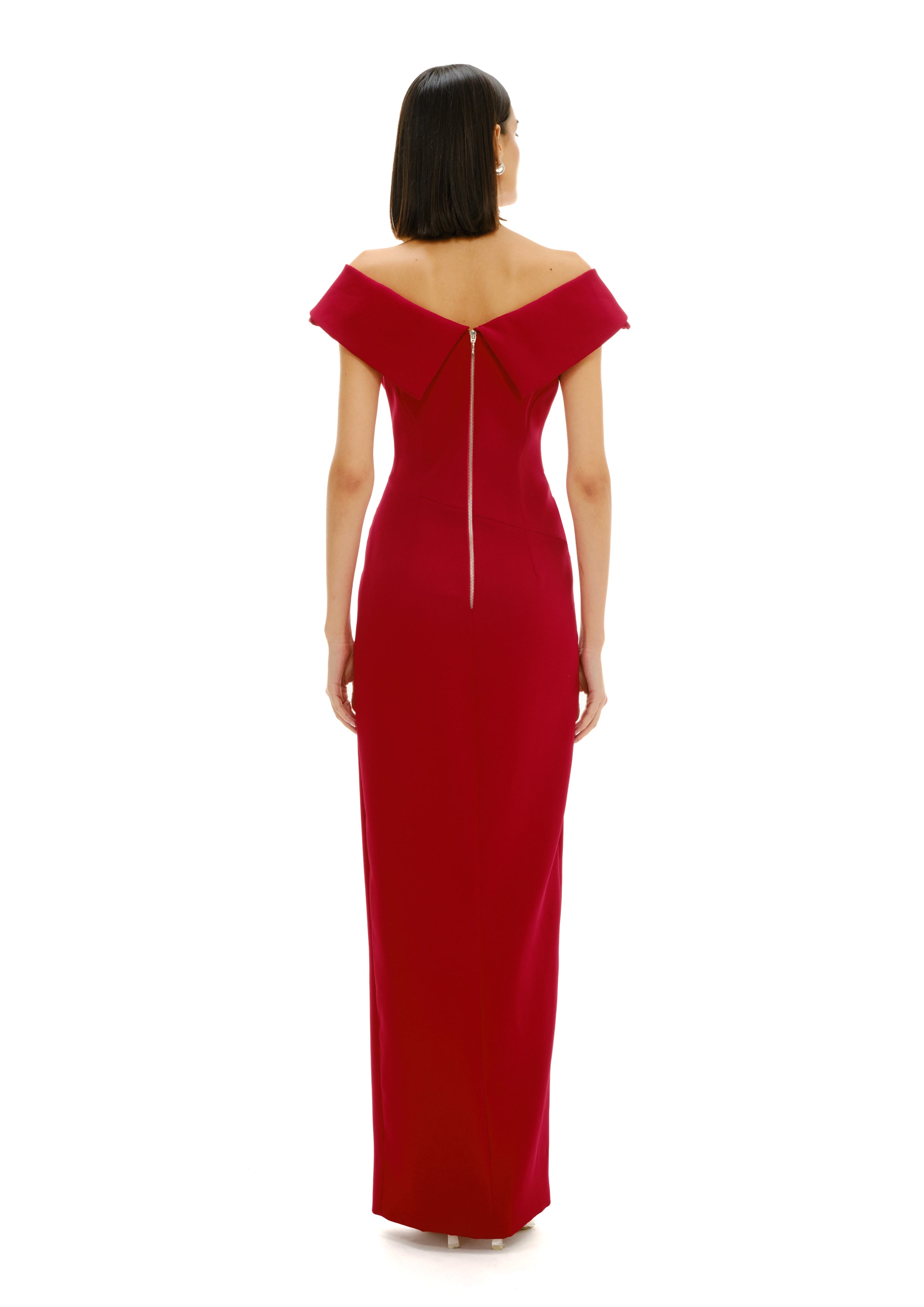 COLUMN DRESS WITH REVER DETAIL AND SLIT