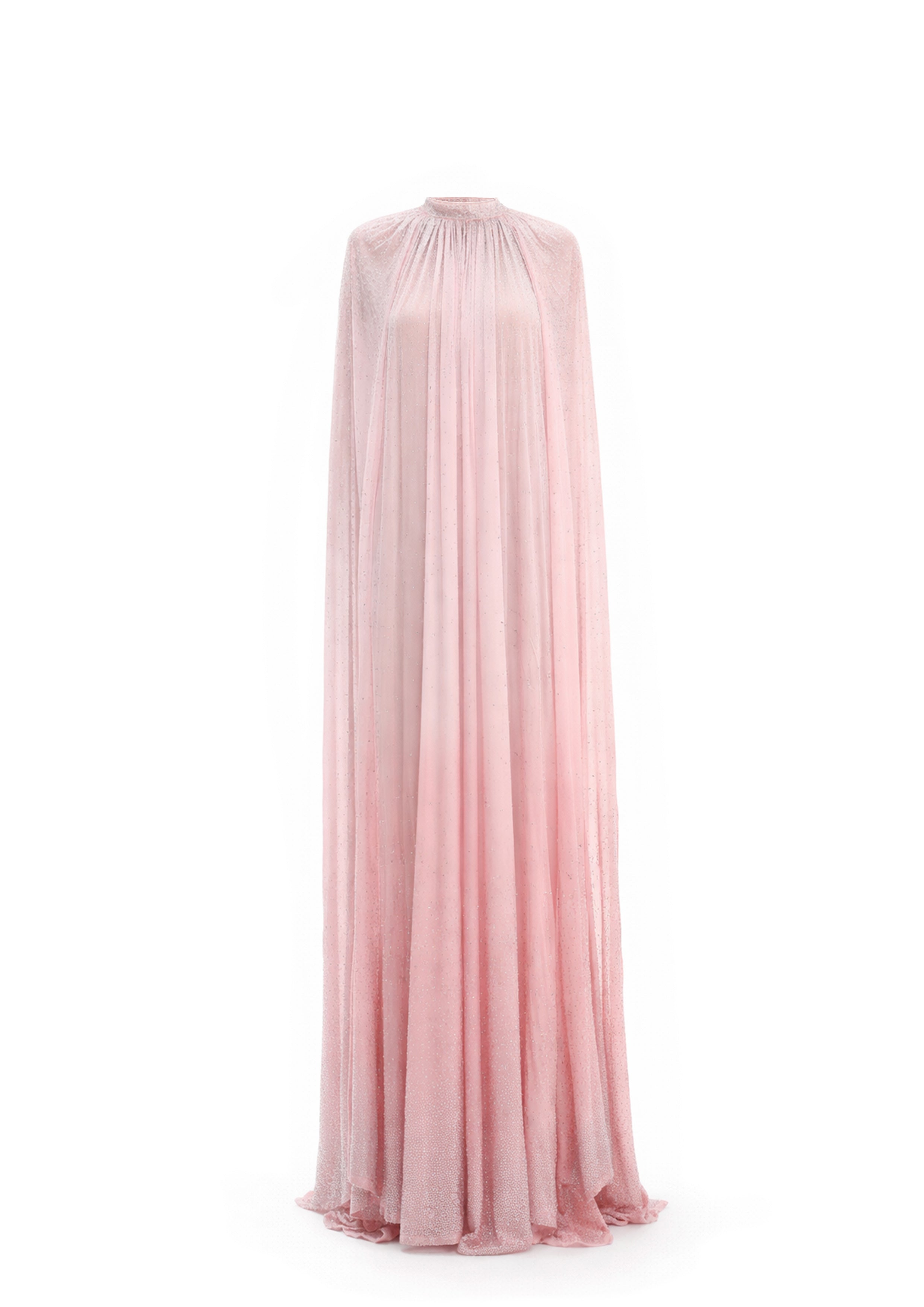 CRYSTAL MAXI GOWN WITH CASCADE SLEEVES