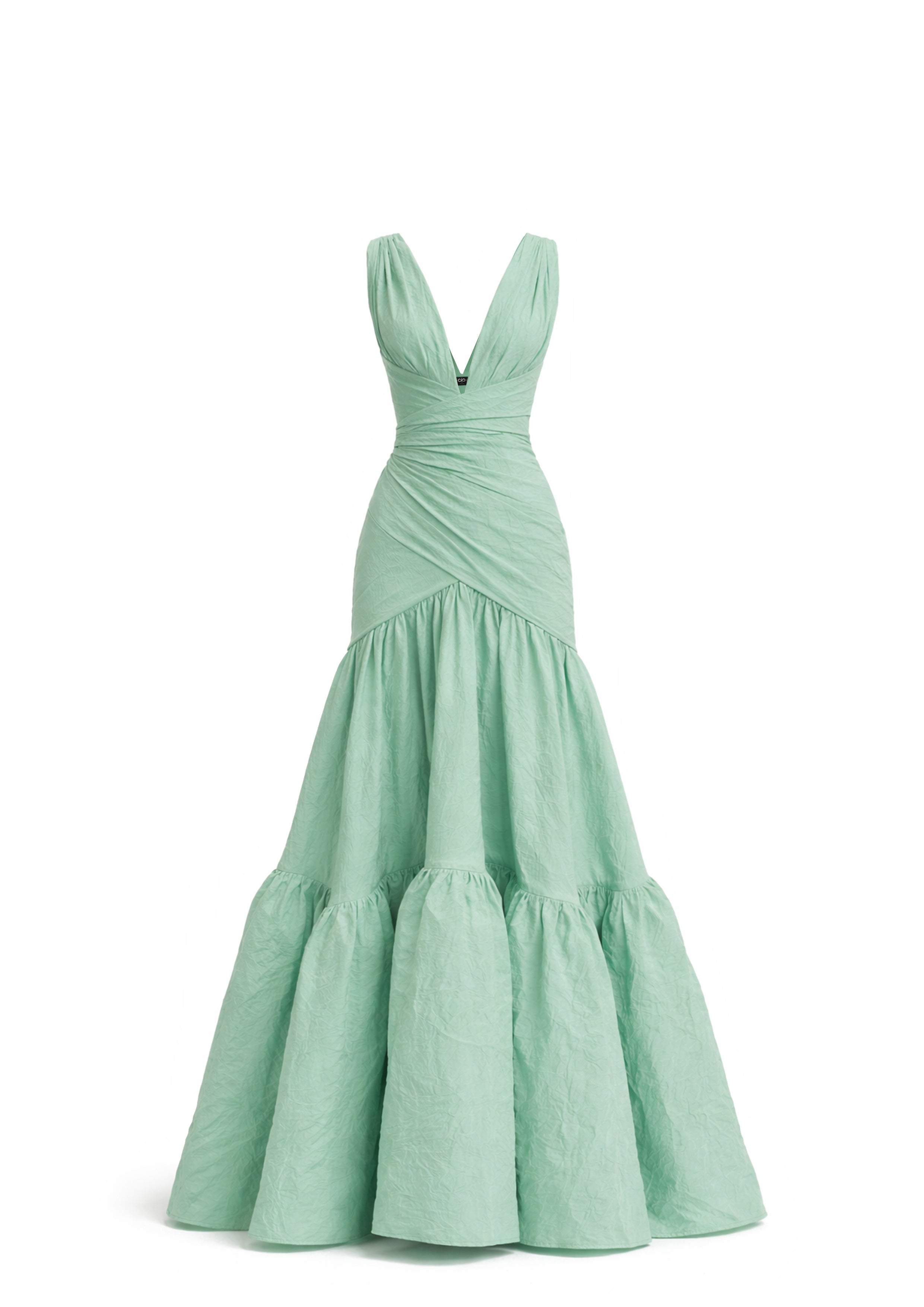 DRAPED CRISS CROSS BALL GOWN