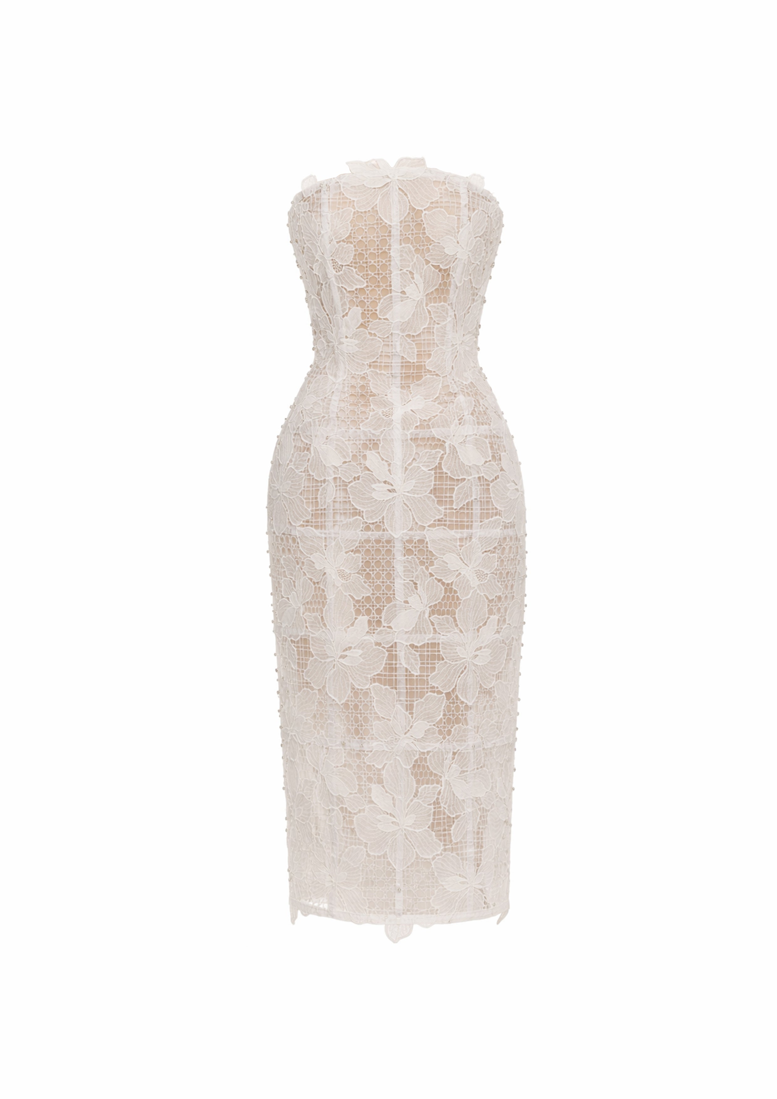 SHEER MIST STRUCTURED MIDI DRESS