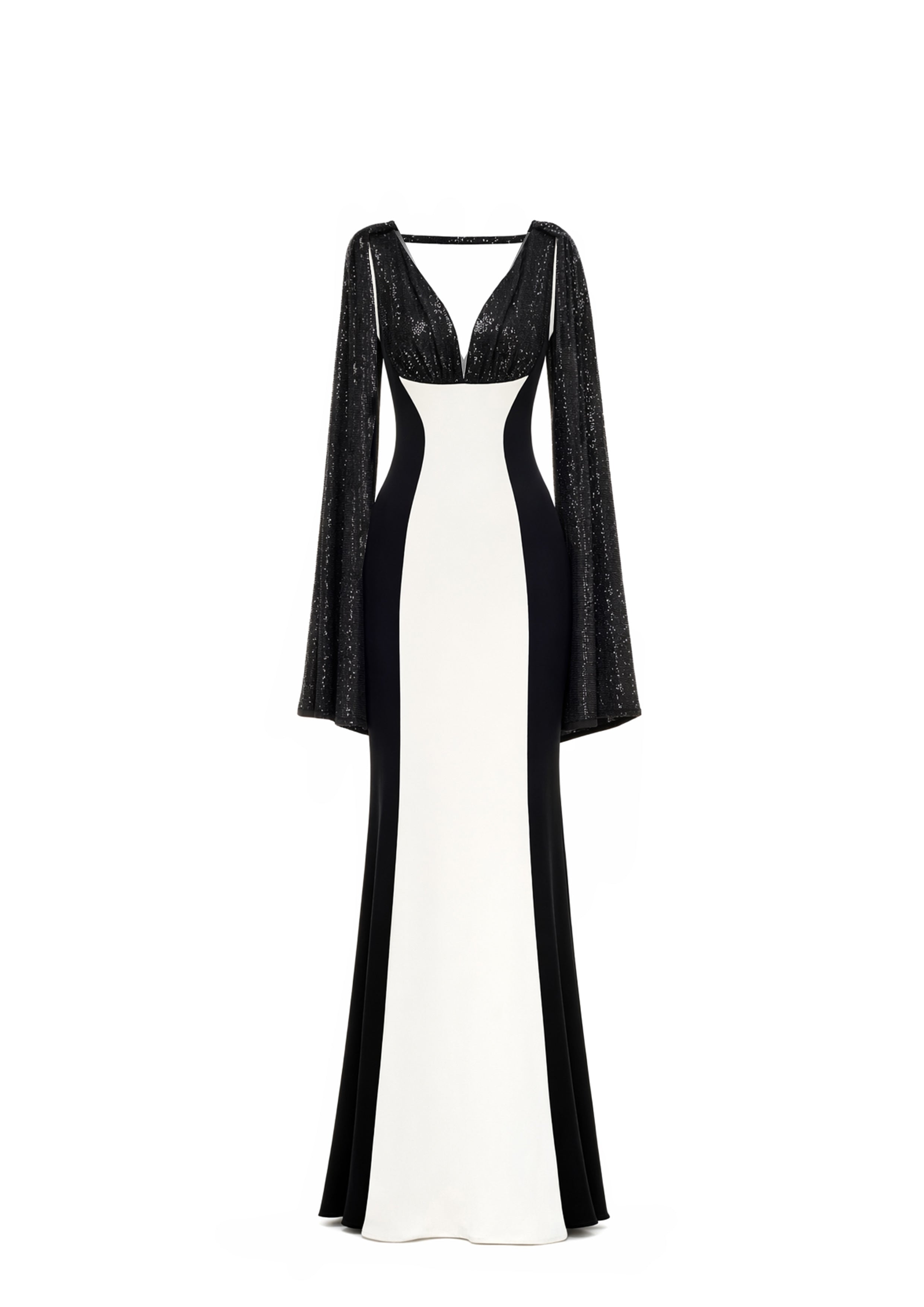 BLOCK COLOR GOWN WITH CAPE