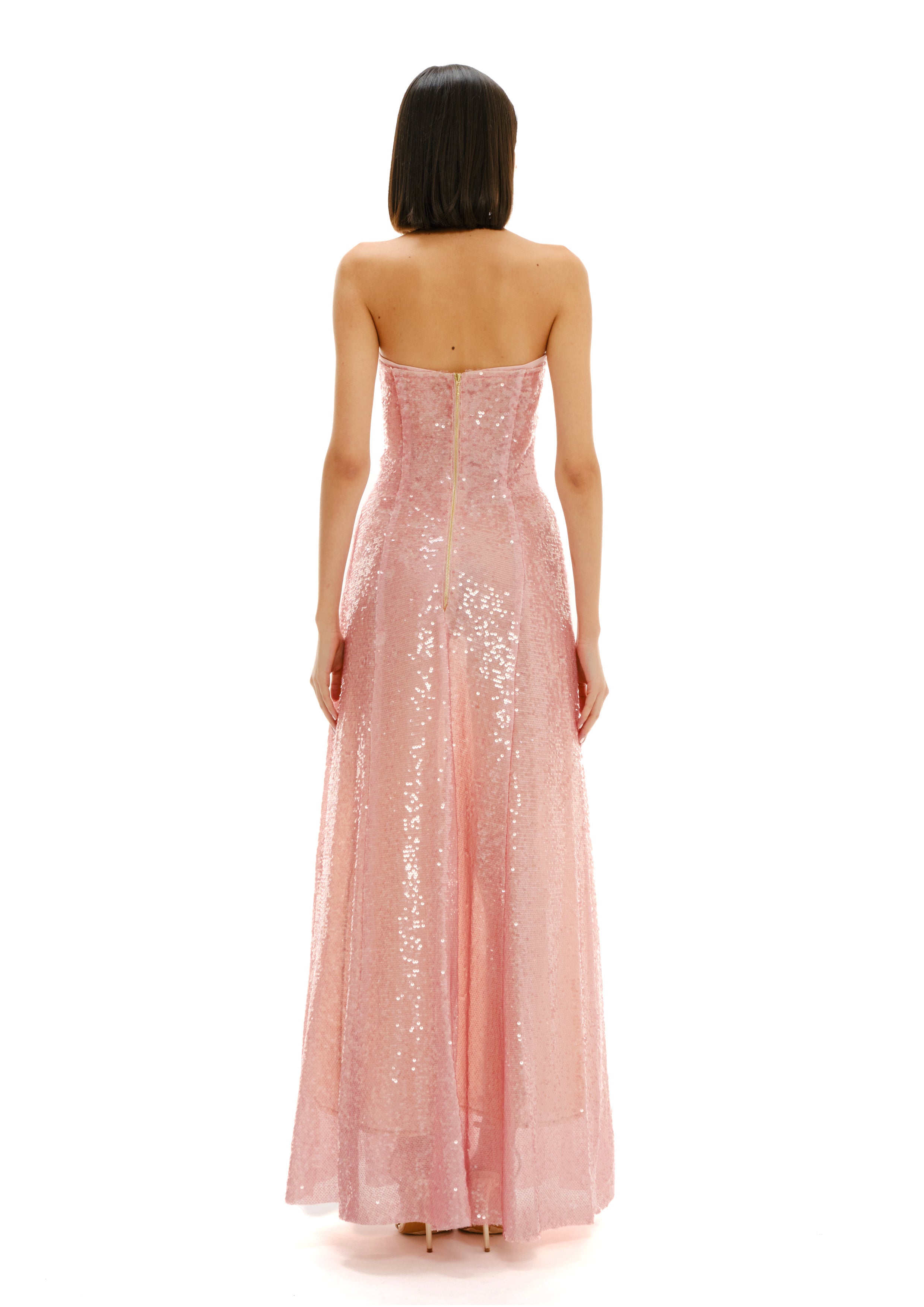 SEQUIN BUSTIER MIDI DRESS