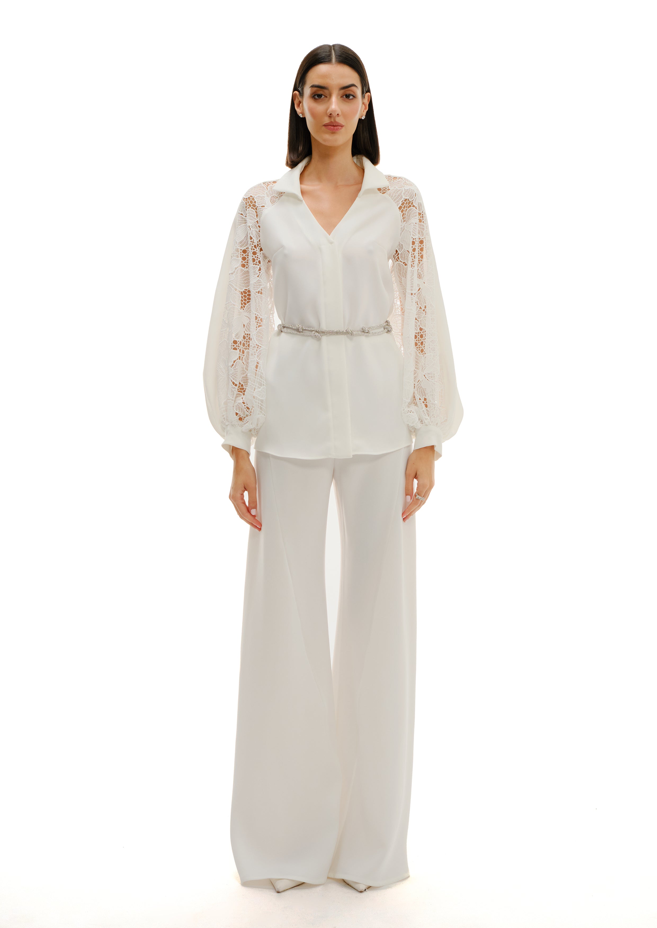 SHIRT WITH LACE INSERTS AND JULIET SLEEVES