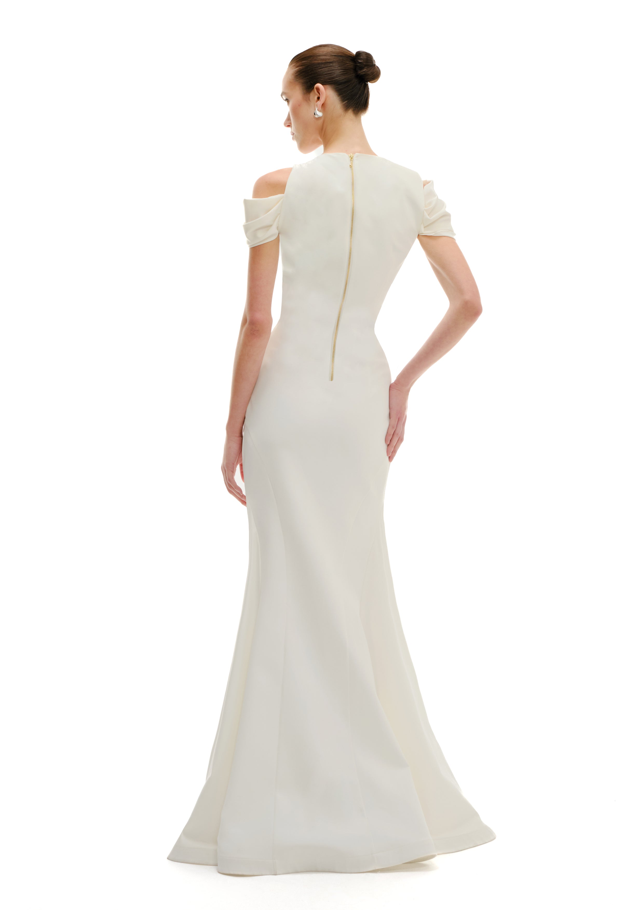 MAXI DRESS WITH DRAPED SHOULDER DETAILS