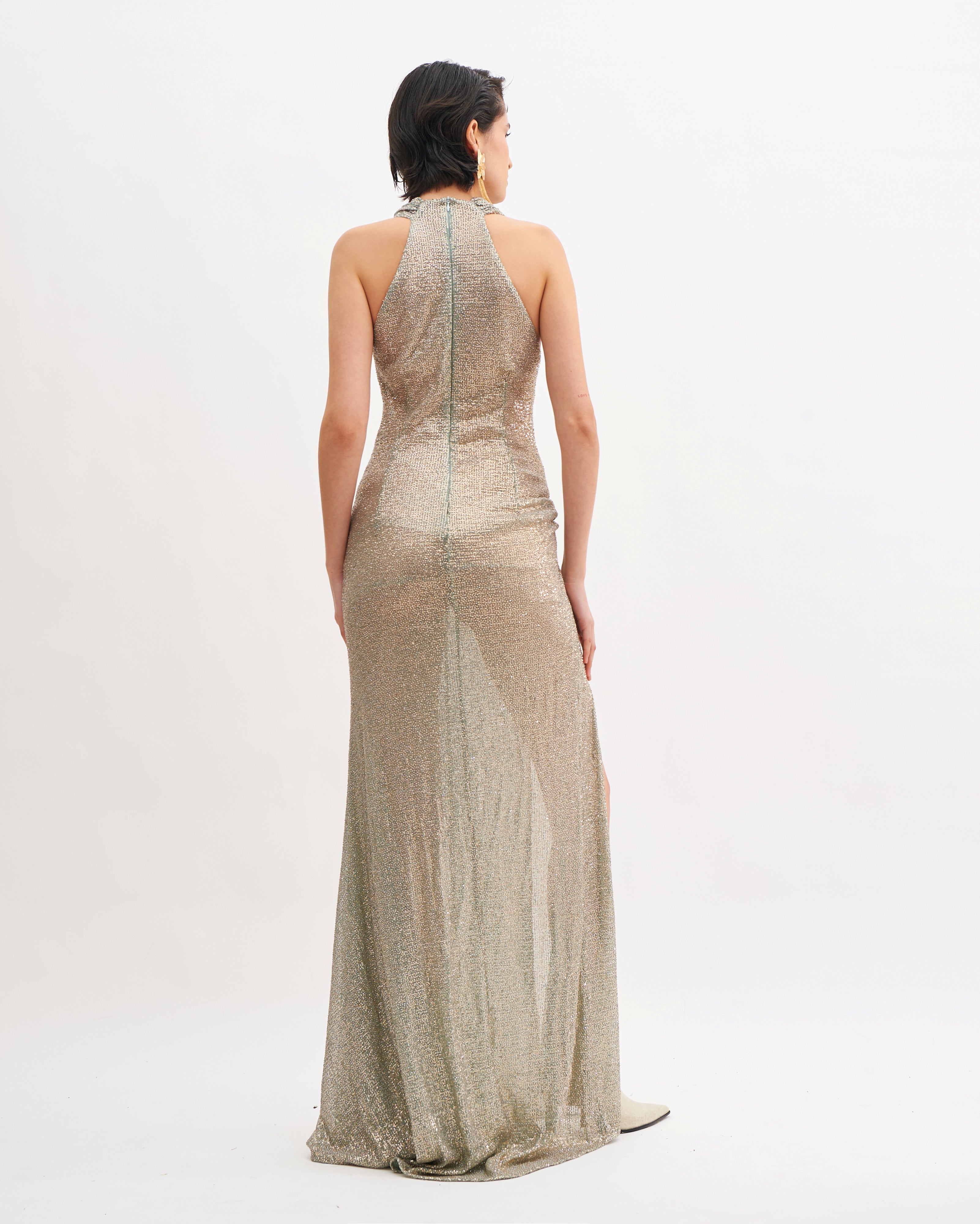 STARRY CRYSTAL SERENITY COWL DRESS