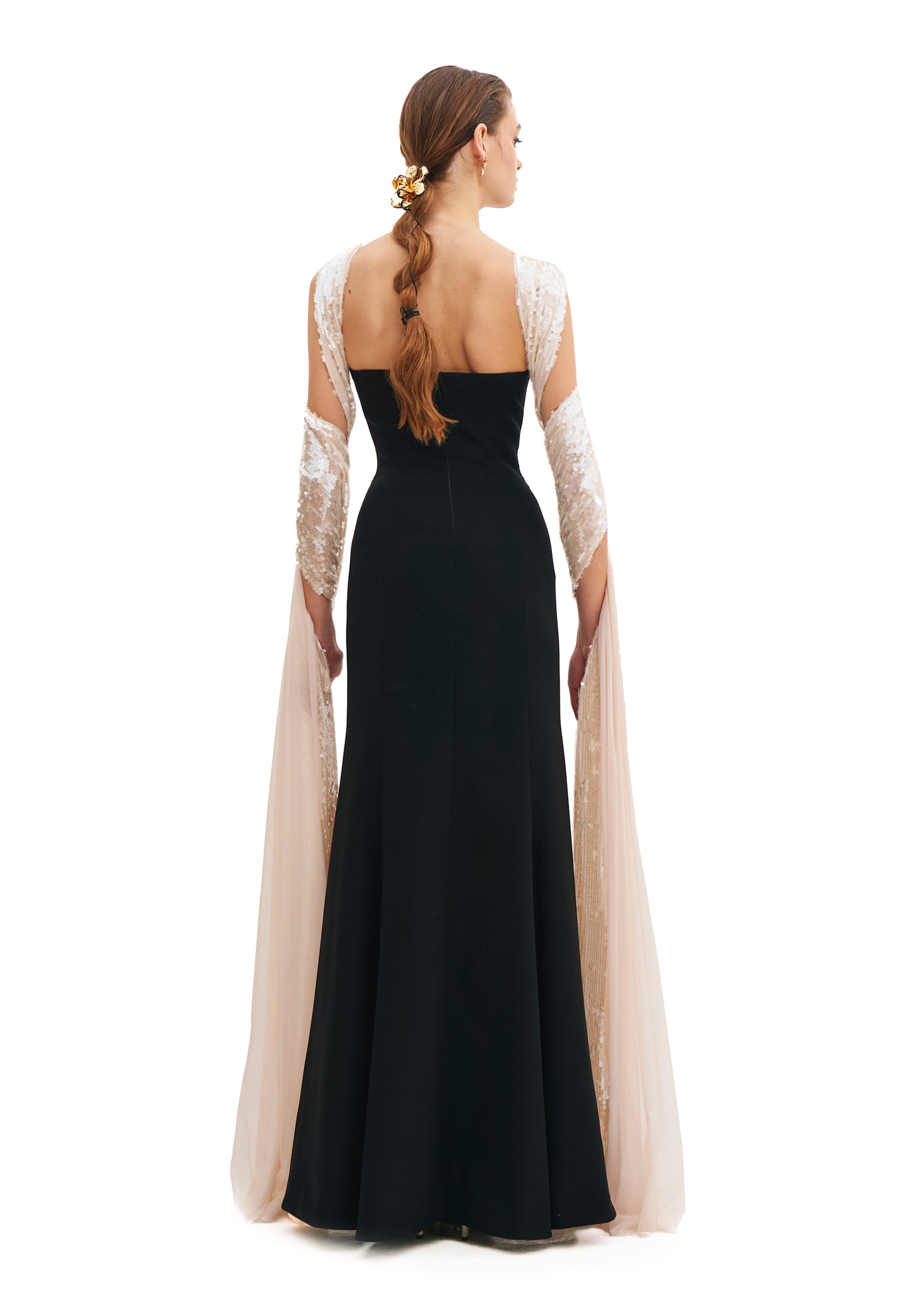 MIDNIGHT MAXI DRESS WITH CONTRAST SCARF DETAIL