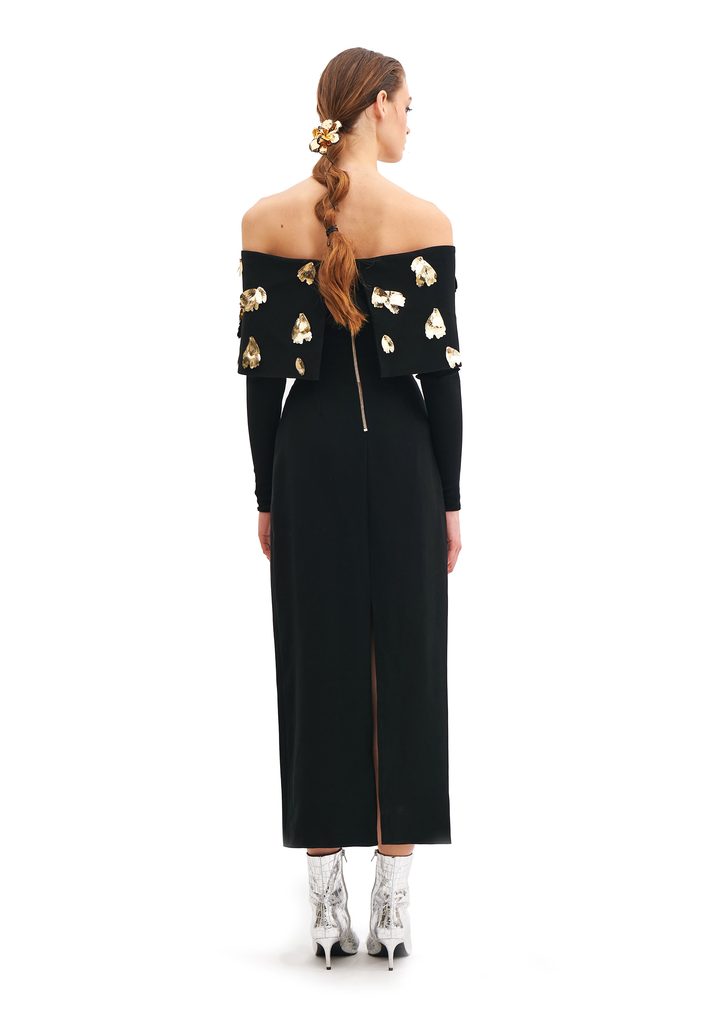 FOGLIA D’ORO BARDOT DRESS WITH LONG SLEEVES
