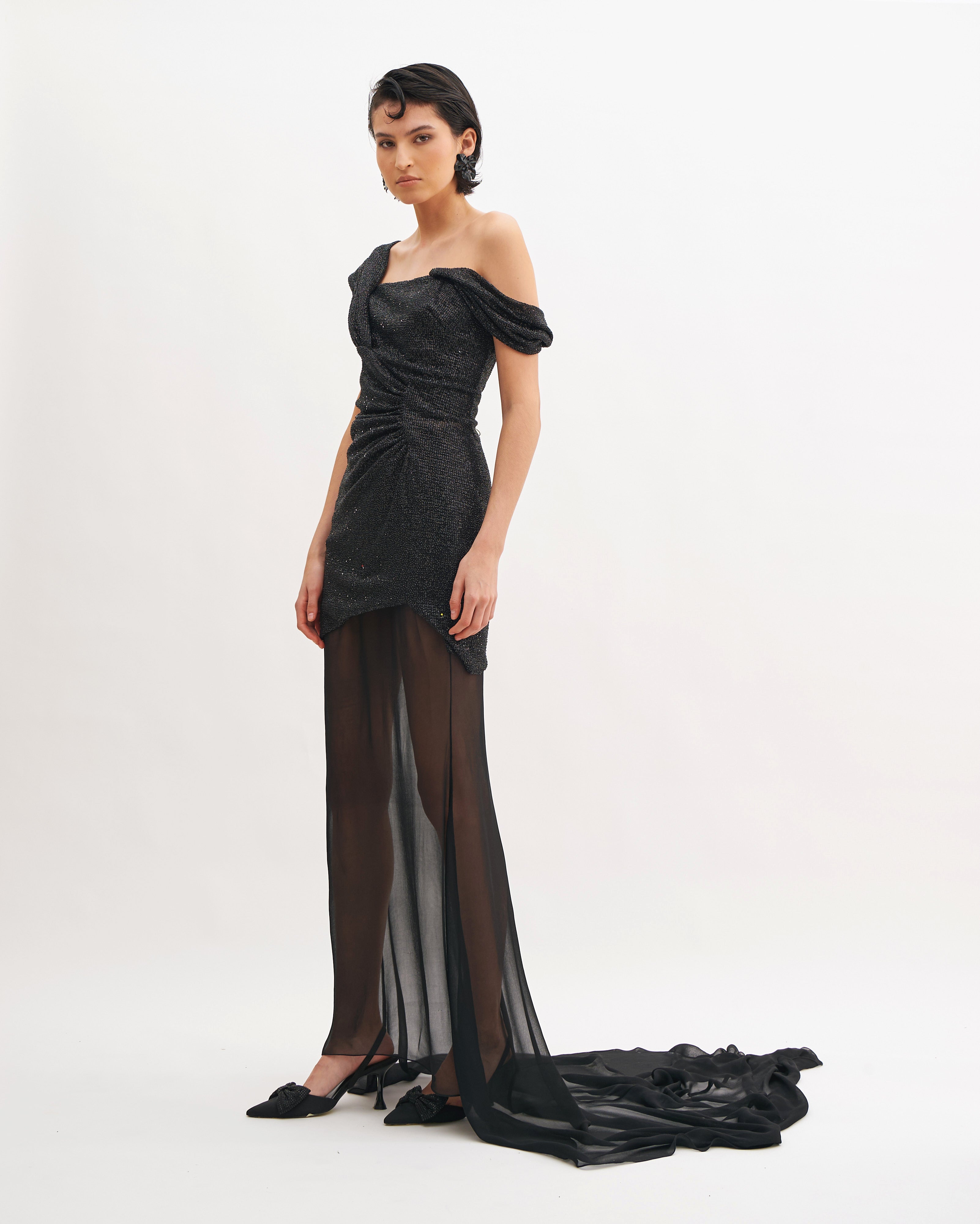STARDUST DRAPED LONG DRESS