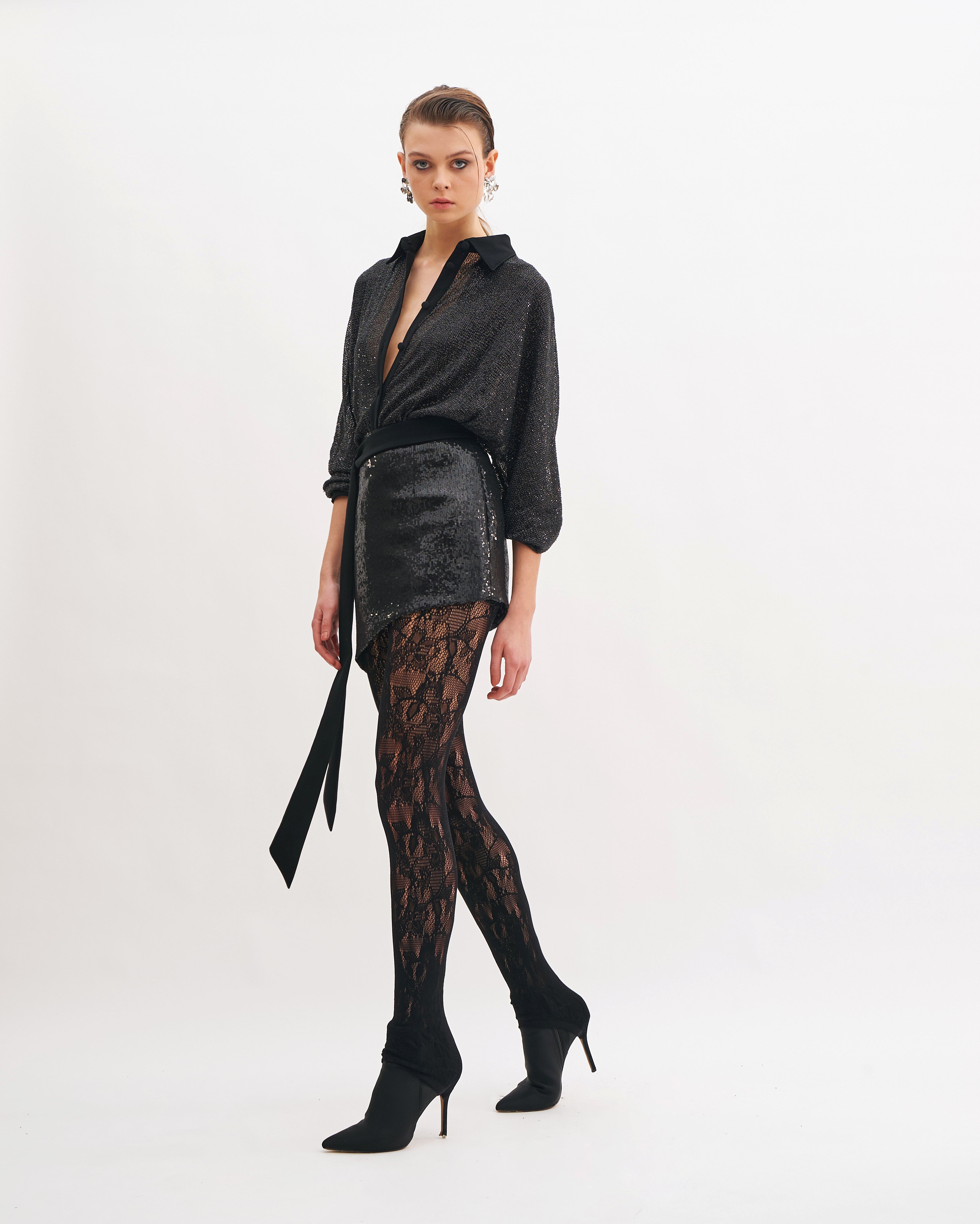 NOIR CRYSTAL LONG SLEEVES SHIRT