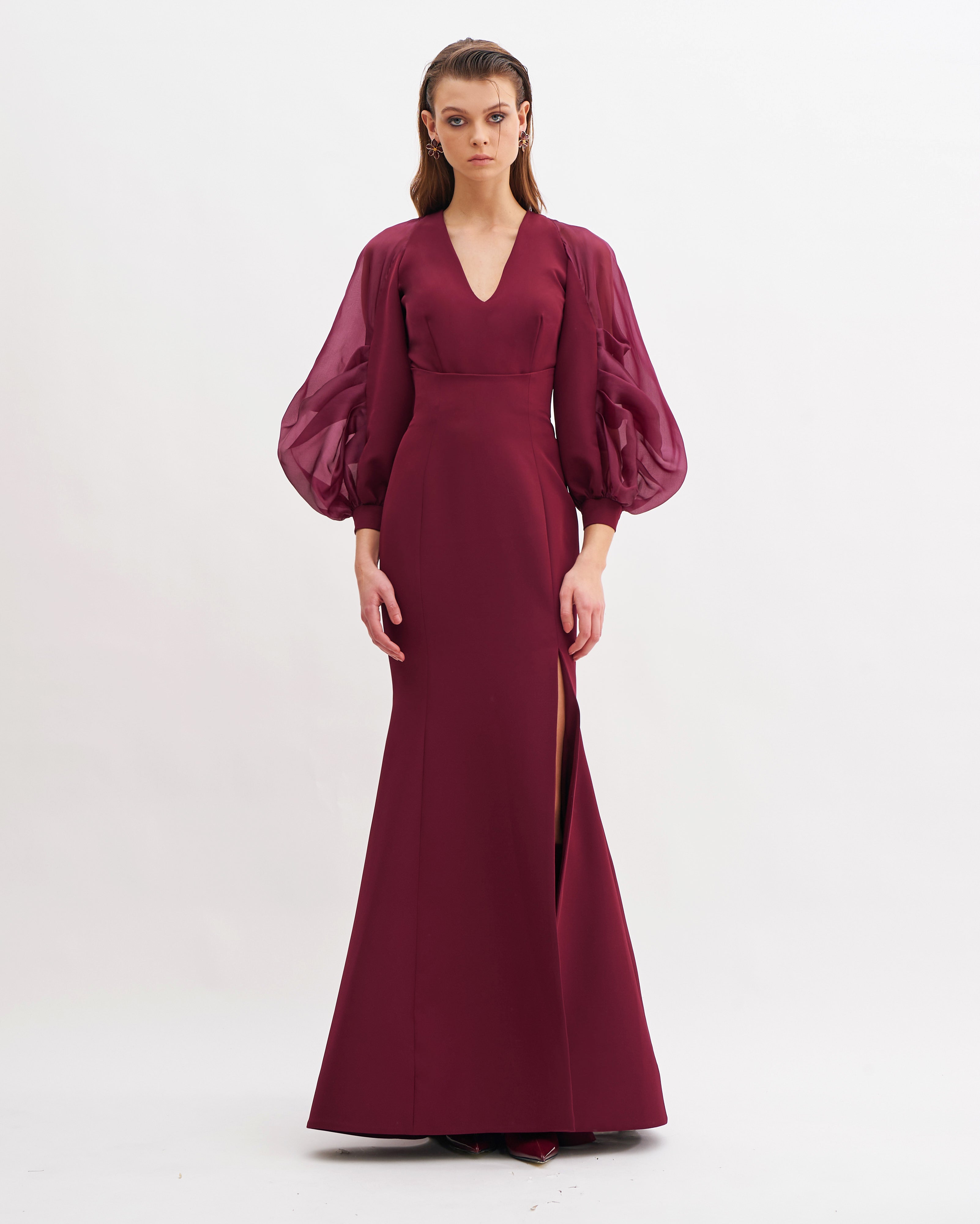 V NECK BLOUSE WITH JULIET SLEEVES