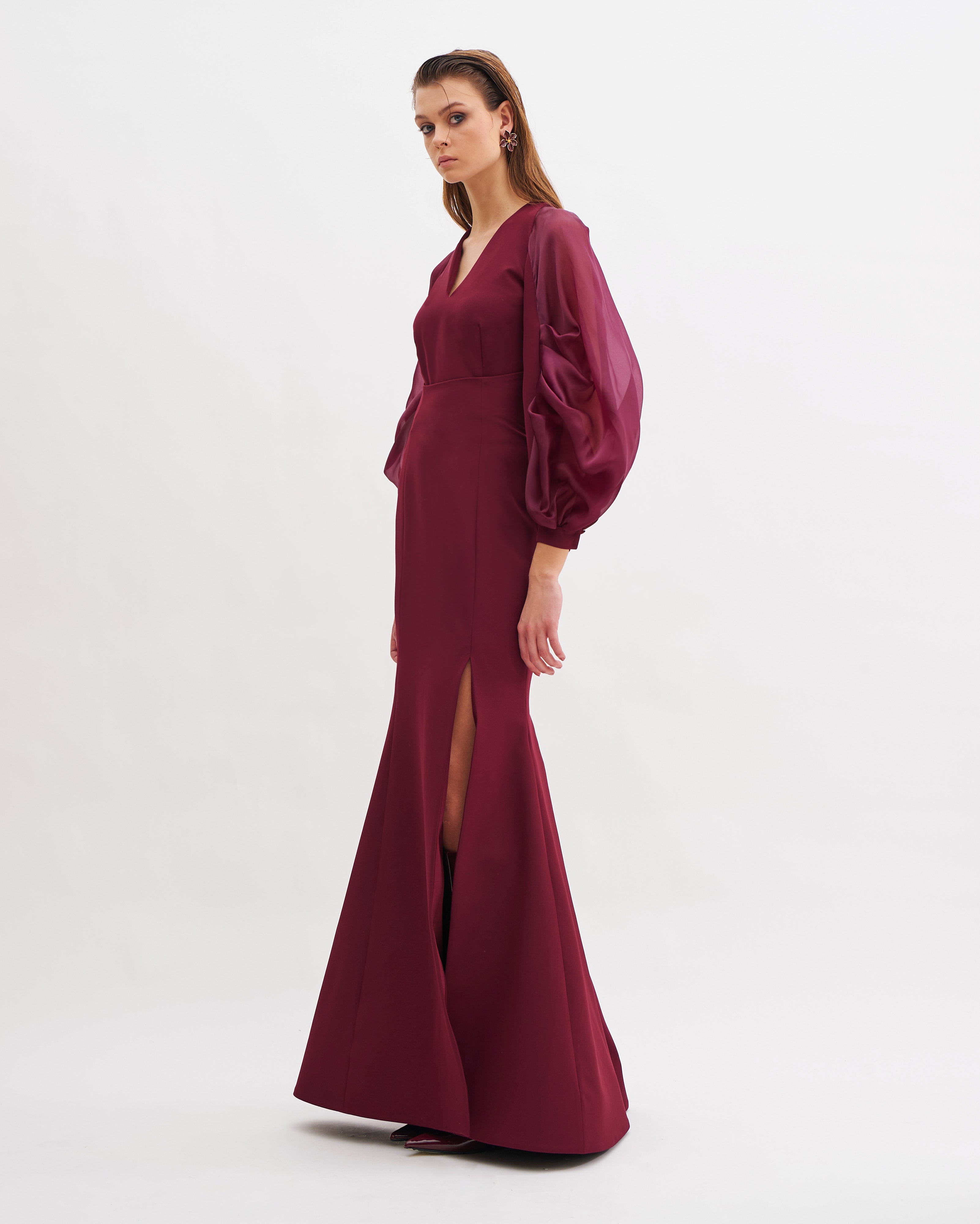 V NECK BLOUSE WITH JULIET SLEEVES