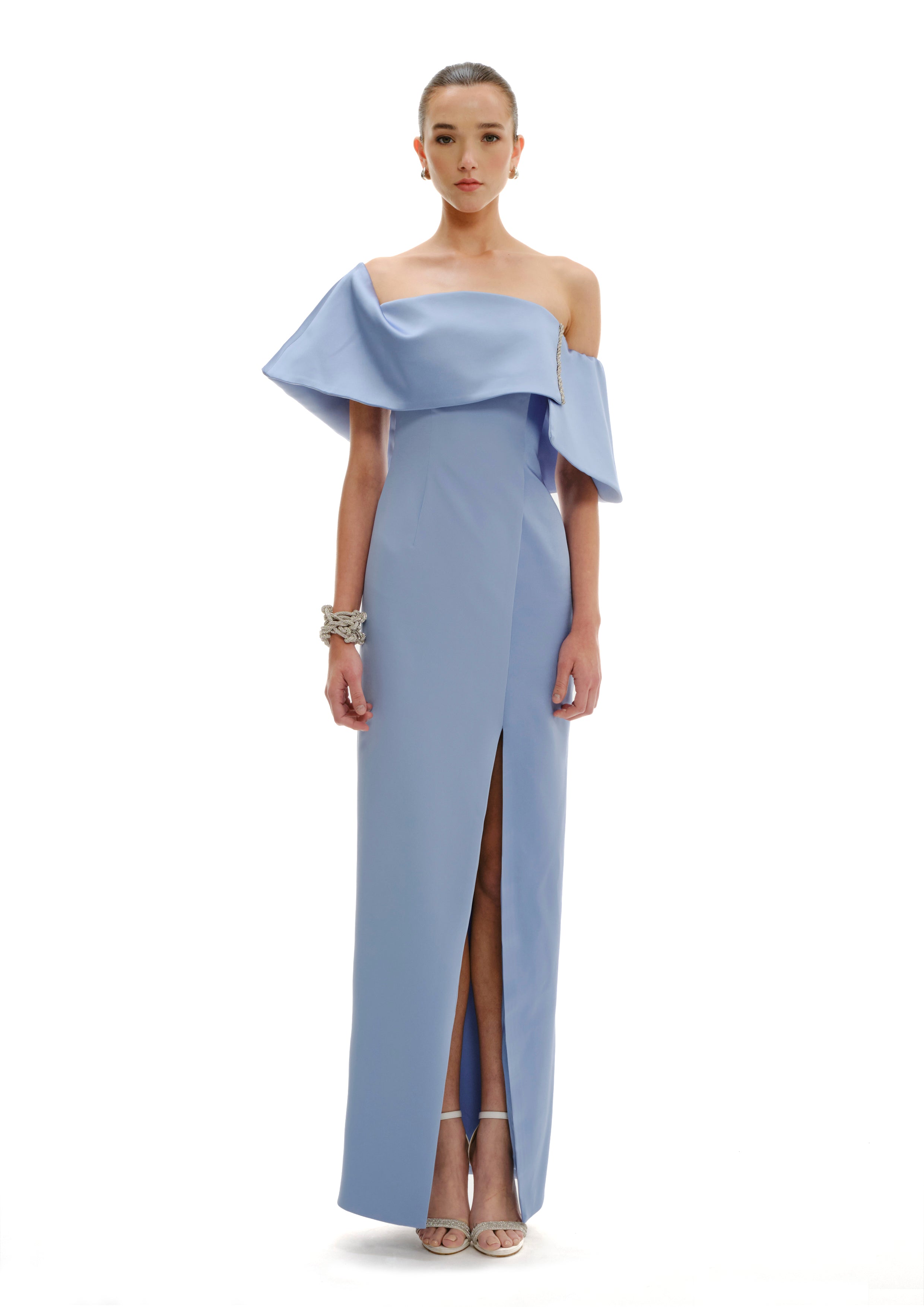 COLUMN MAXI DRESS WITH SATIN BAND