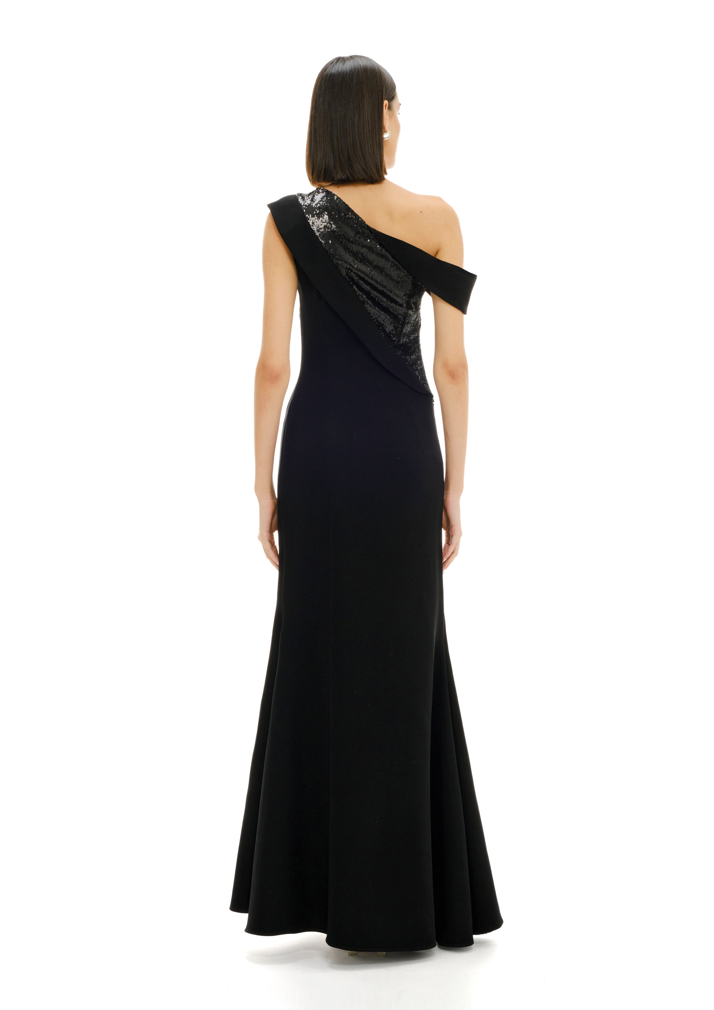 ONE-SHOULDER SEQUIN PANEL GOWN